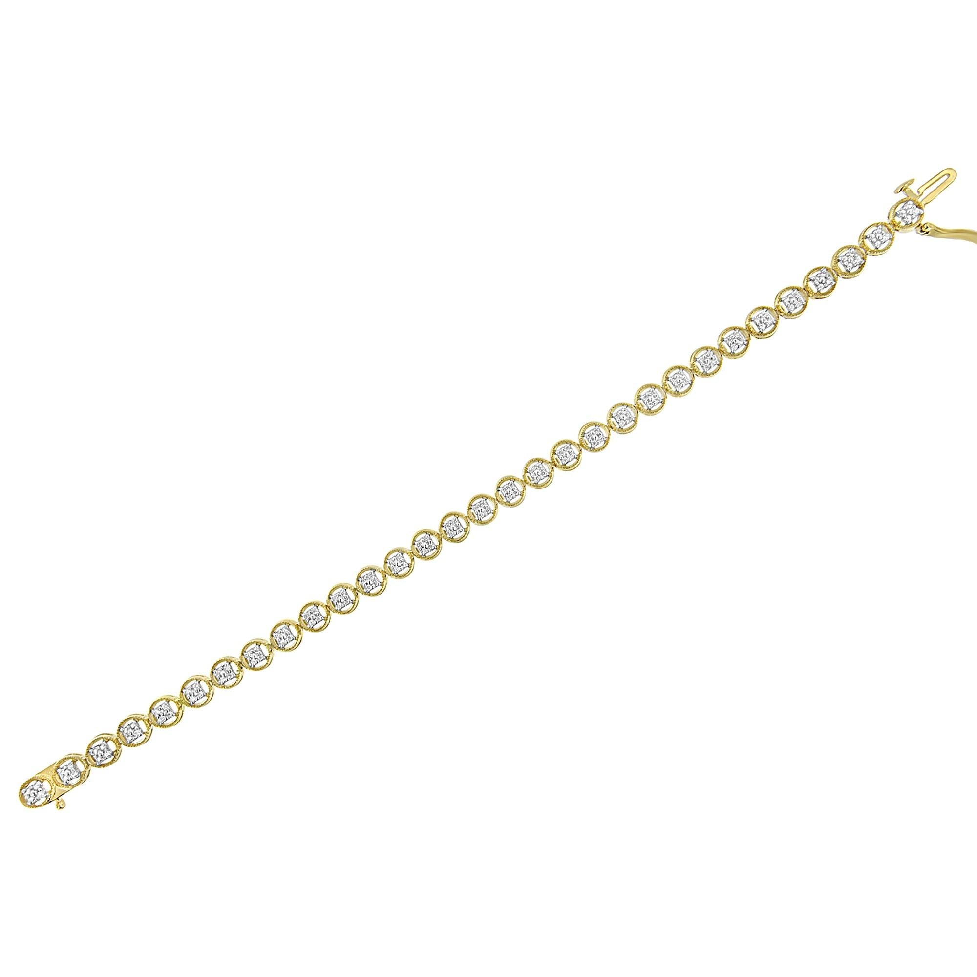 Pulsera de tenis de plata de ley 925 con eslabones de rueda de 18 cm y diamantes de 1/10 quilates (color IJ, claridad I2-I3) - Friggin Jewelry