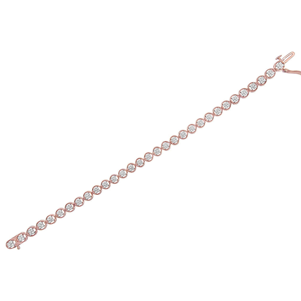 Pulsera de tenis de plata de ley 925 con eslabones de rueda de 18 cm y diamantes de 1/4 ct (color IJ, claridad I2-I3) - Friggin Jewelry