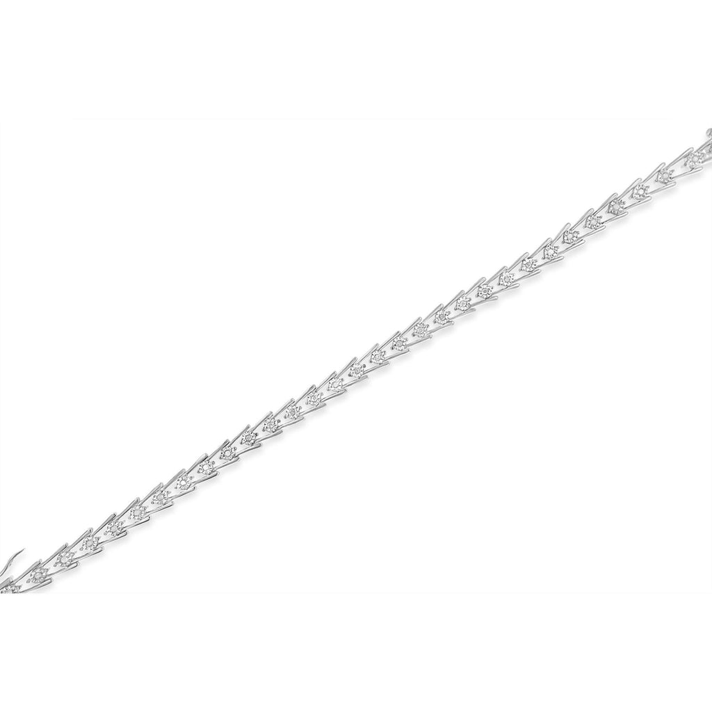 Pulsera de eslabones ondulados con diamantes en plata de ley (0,5 cts, color IJ, claridad I3) - Friggin Jewelry