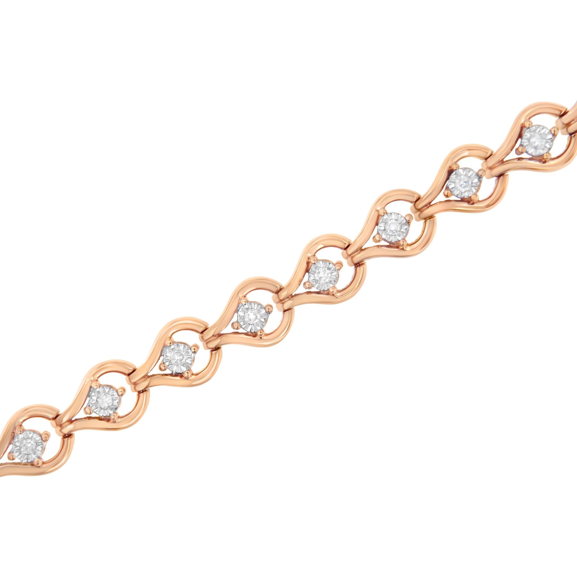 Pulsera de eslabones de 18 cm en forma de lágrima con diamantes de 1/4 ct engastados milagros en plata de ley 925 (color IJ, claridad I3) - Friggin Jewelry