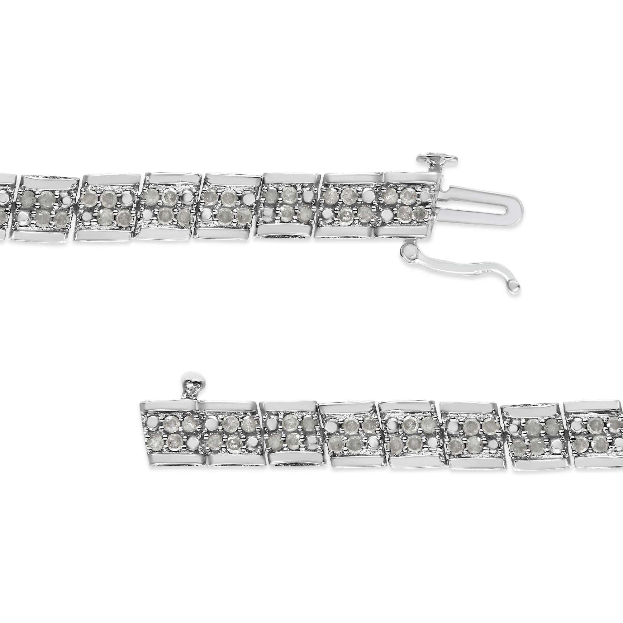 Pulsera de eslabones redondos de 18 cm con placa milagrosa de diamantes de 2,0 quilates en plata de ley 925 (color IJ, claridad I2-I3) - Friggin Jewelry
