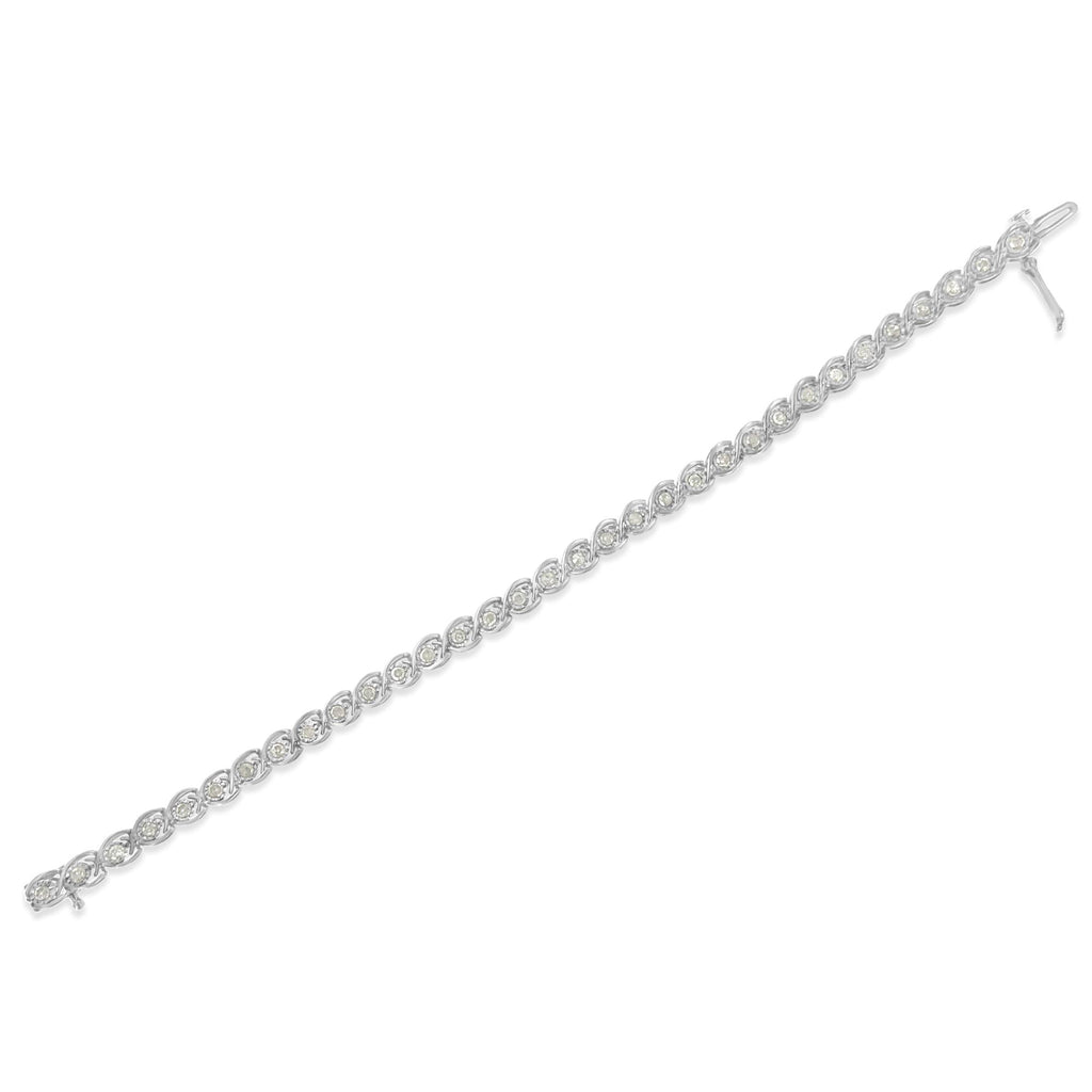 Pulsera de eslabones en espiral de diamantes engastados con placa milagrosa de 2 ct en plata de ley 925 (color IJ, claridad I3), 18 cm - Friggin Jewelry