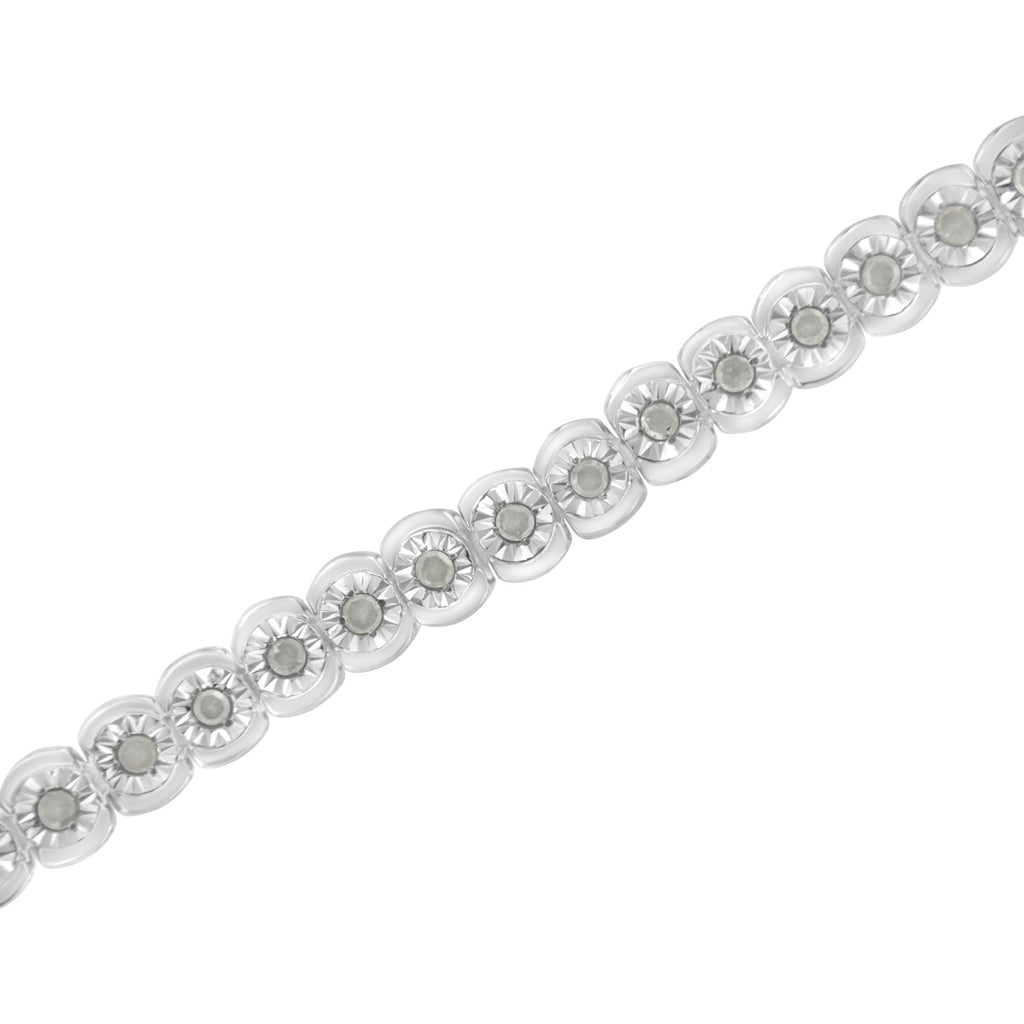 Pulsera de tenis de plata de ley 925 de 1/2 ct con diamantes engastados milagrosos y bisel medio redondo de 18 cm (color IJ, claridad I2-I3) - Friggin Jewelry