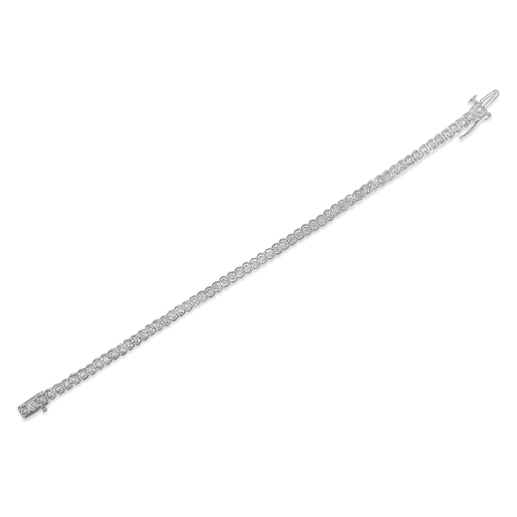 Pulsera de tenis de plata de ley 925 con diamantes de 1,0 ct y corte circular engastados milagros de 18 cm (color IJ, claridad I2-I3) - Friggin Jewelry