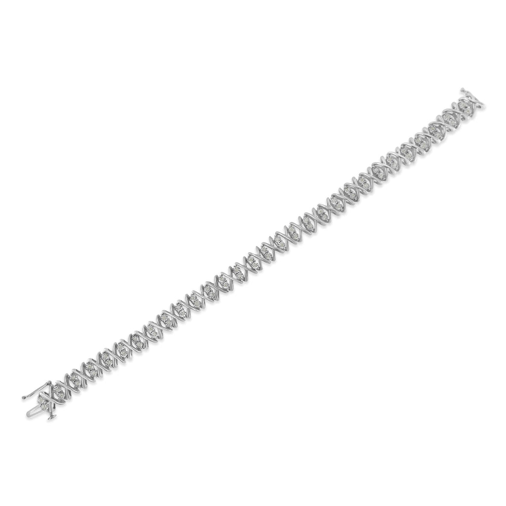 Sterling Silver rose-cut Diamond X-Link Bracelet (1 cttw, I-J Color, I2-I3 Clarity) - Friggin Jewelry