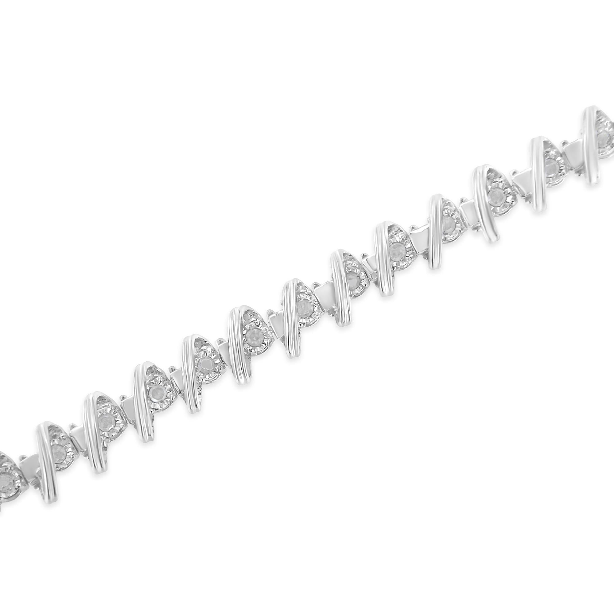 .925 Sterling Silver 1/2 Cttw Diamond Miracle-Set 7" Tennis Bracelet (I-J Color, I3 Clarity) - Friggin Jewelry