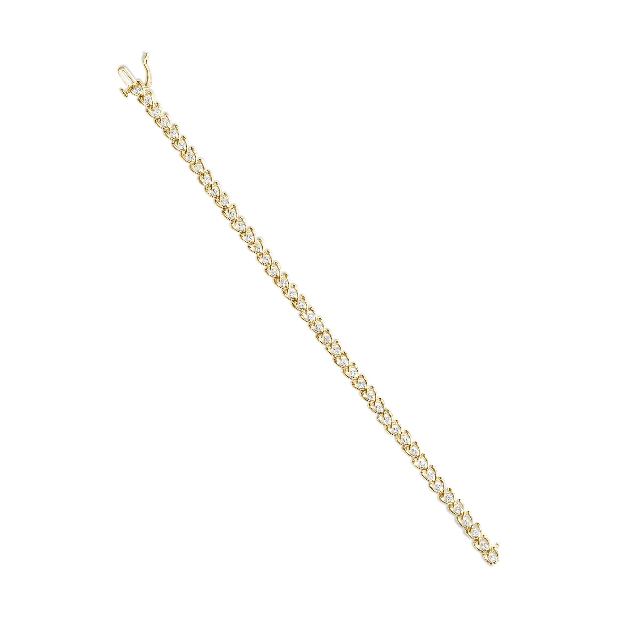 .925 Sterling Silver 1.00 Cttw Diamond C-Shaped Link Bracelet (I-J Color, I3 Clarity) - Friggin Jewelry