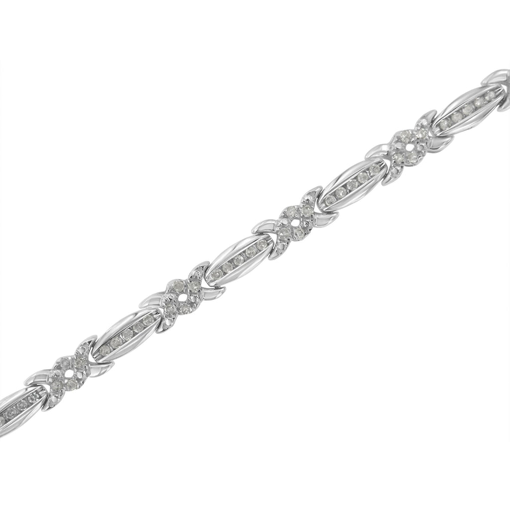 Sterling Silver Diamond X-Link Tennis Bracelet (1 cttw, I-J Color, I3 Clarity) - Friggin Jewelry