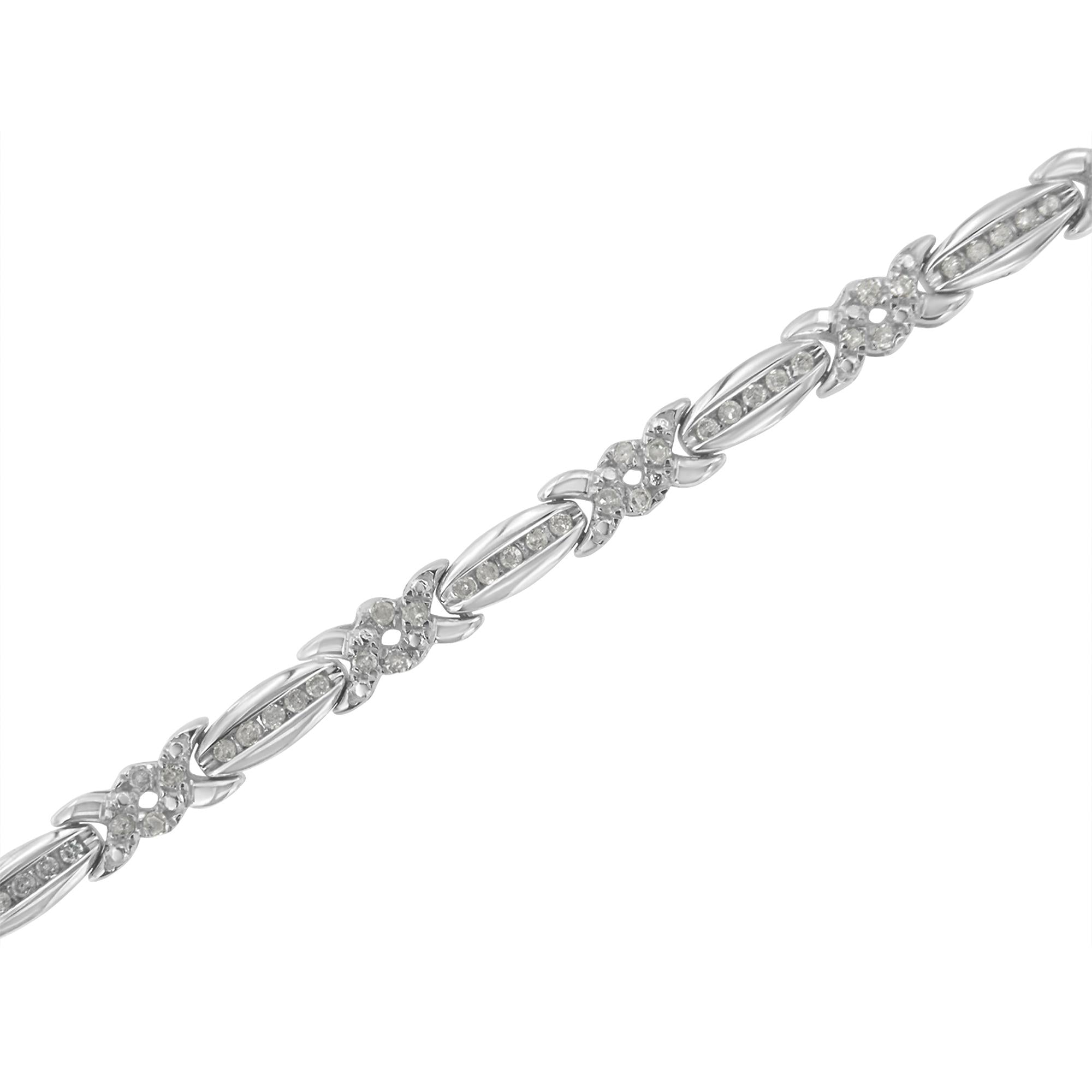 Sterling Silver Diamond X-Link Tennis Bracelet (1 cttw, I-J Color, I3 Clarity) - Friggin Jewelry