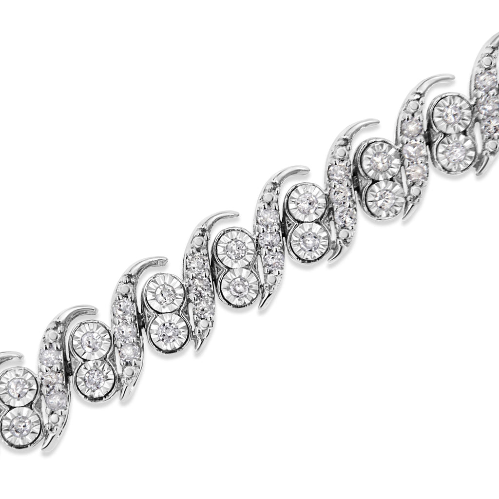 Bracciale a maglie "S" in argento sterling 925 con diamanti taglio rotondo da 2,0 ct (colore IJ, purezza I3) - 7,25" - Friggin Jewelry