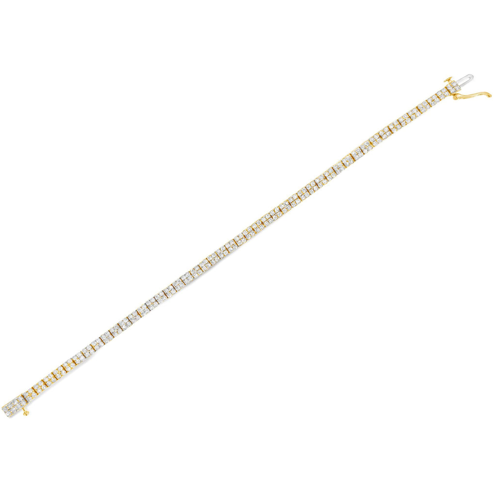 Bracciale a maglie in argento sterling 925 placcato oro giallo 14 carati con diamanti da 3,0 carati (colore KL, purezza I2-I3) - 7,25" - Friggin Jewelry