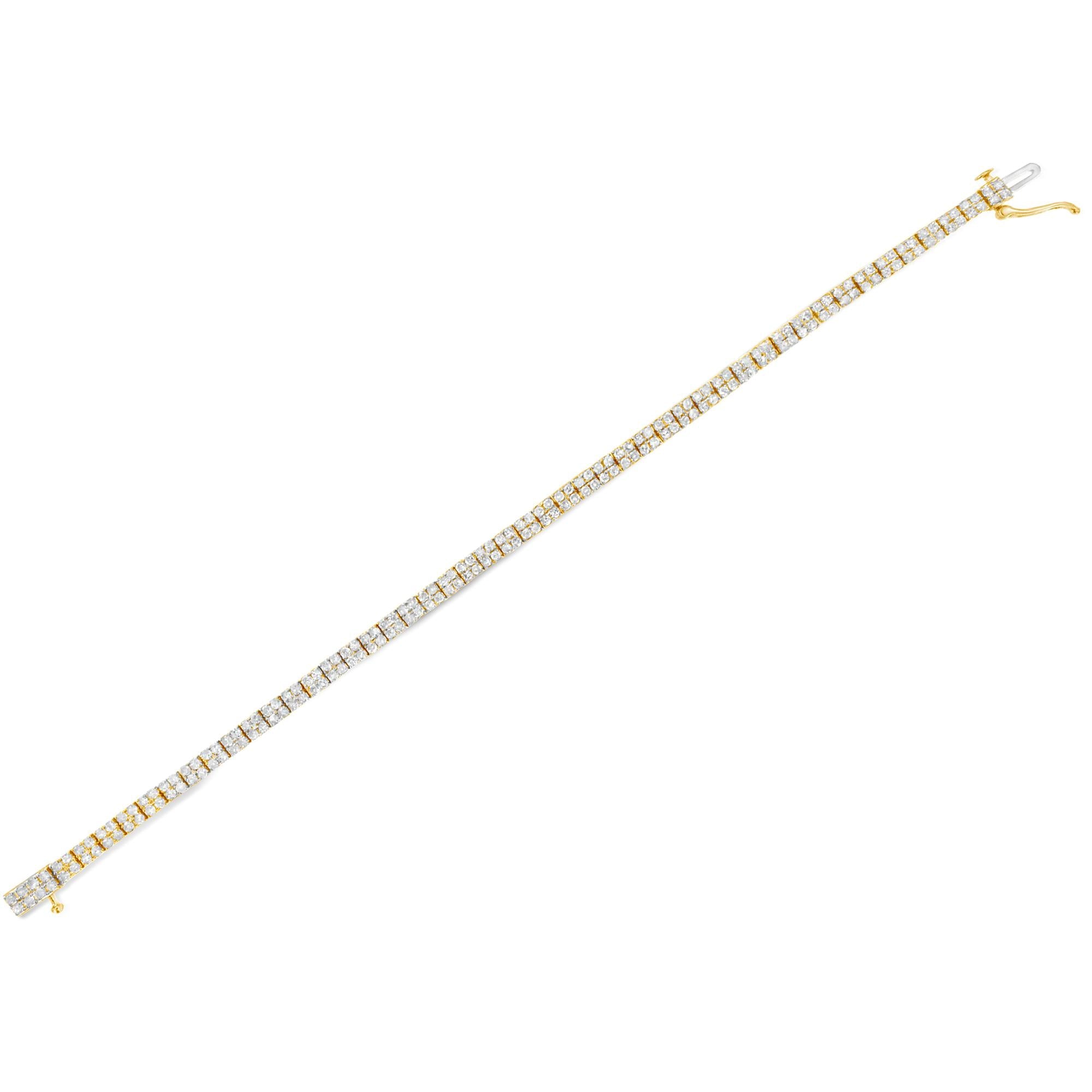 Bracciale a maglie in argento sterling 925 placcato oro giallo 14 carati con diamanti da 3,0 carati (colore KL, purezza I2-I3) - 7,25" - Friggin Jewelry