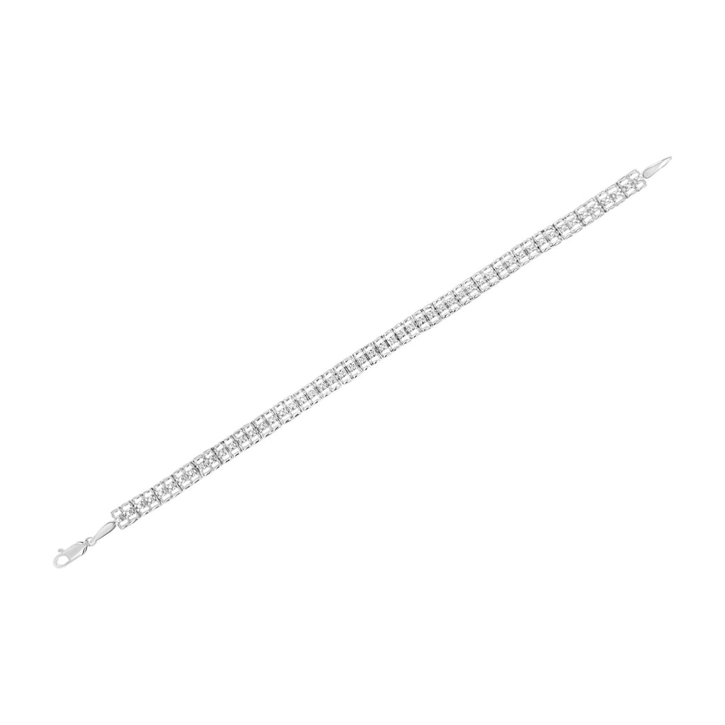 .925 Sterling Silver 1/10 Cttw Diamond Double-Link 7" Rolex Tennis Bracelet (I-J Color, I3 Clarity) - Friggin Jewelry