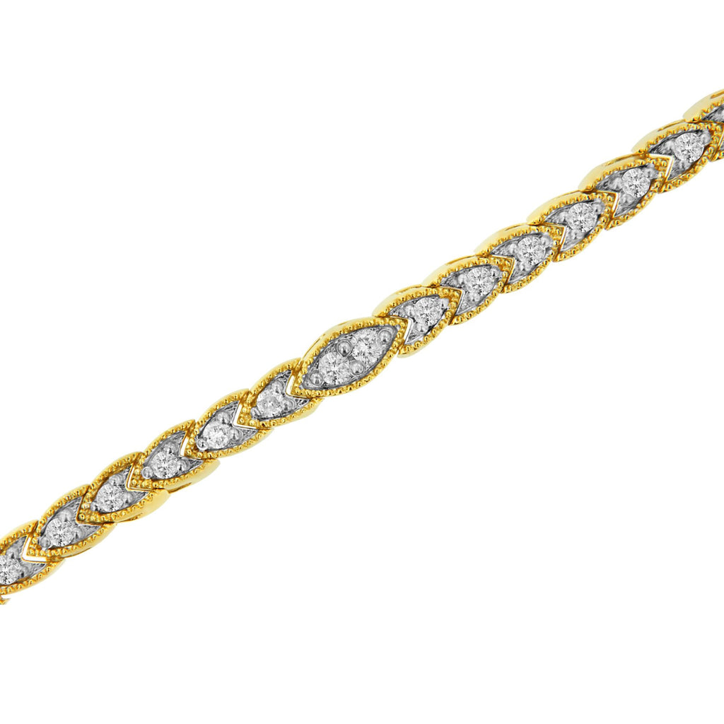 10K Yellow Gold Plated .925 Sterling Silver 1 cttw Prong-Set Diamond Pear Shape Link Bracelet (I-J Color, I1-I2 Clarity) - 7.25" - Friggin Jewelry
