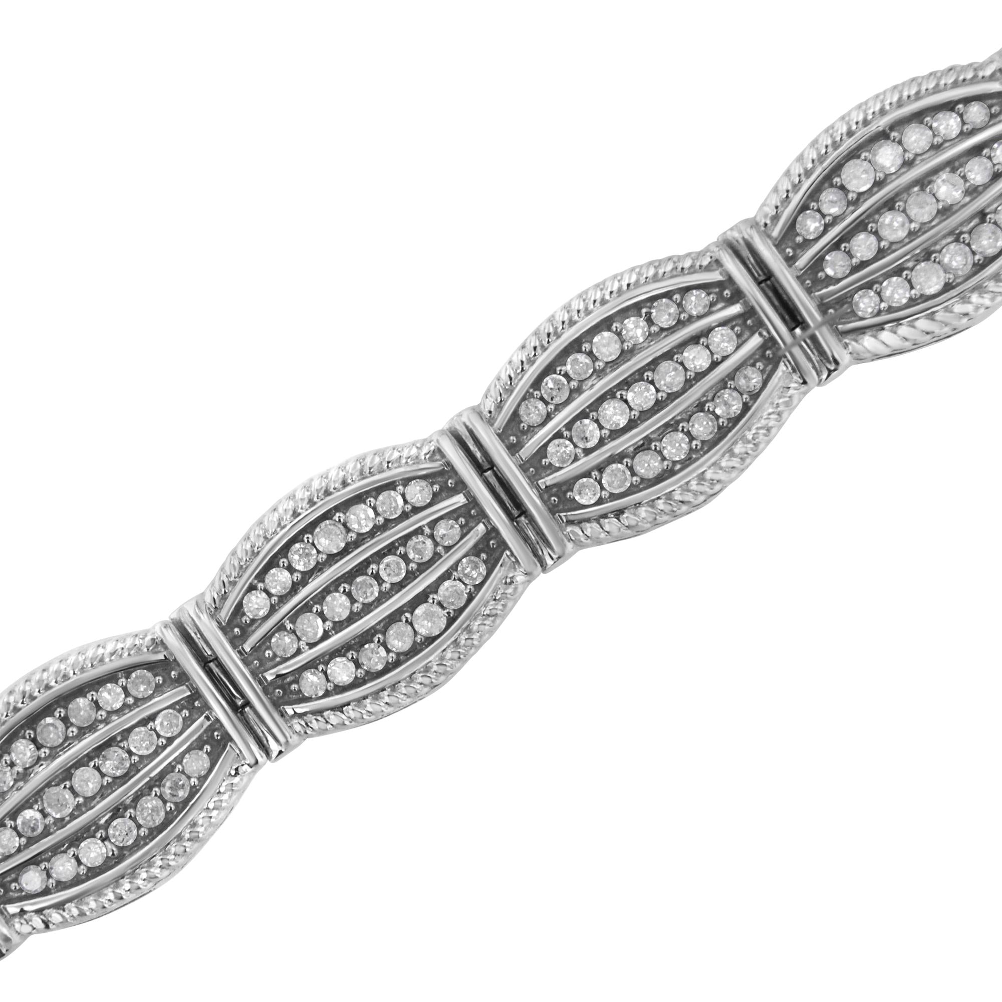 Pulsera de eslabones estilo art déco con diamantes de 3 quilates en plata de ley 925 (IJ, I2-I3) - Talla 7,25" - Friggin Jewelry