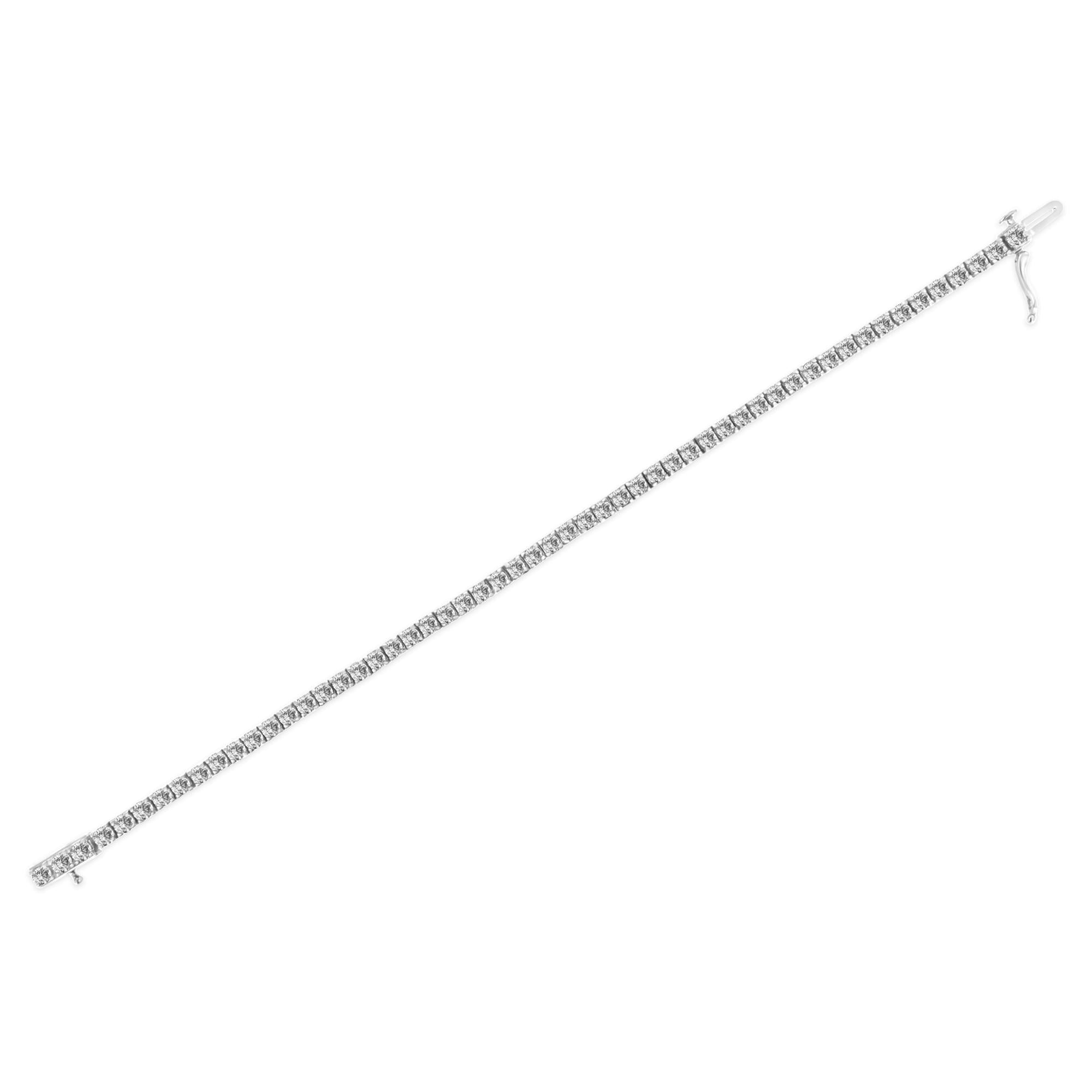 14K White Gold 4-Prong Set Lab Grown Round Diamond Classic Tennis Bracelet (F-G Color, VS1-VS2 Clarity) - 7.25" - Friggin Jewelry