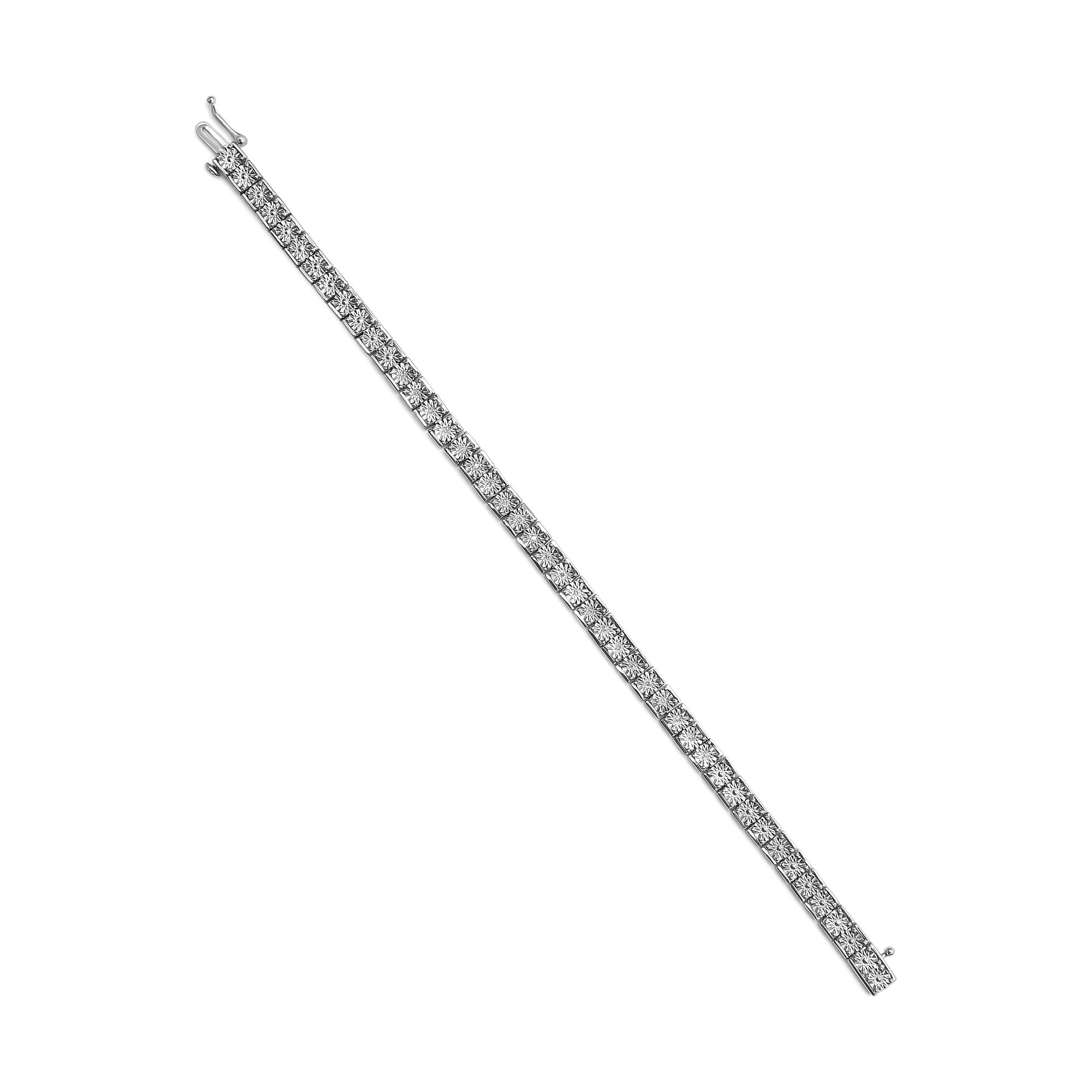 Bracciale a maglie da 7,25" in argento sterling 925 con diamanti da 1/10 ct (colore IJ, purezza I2-I3) - Friggin Jewelry