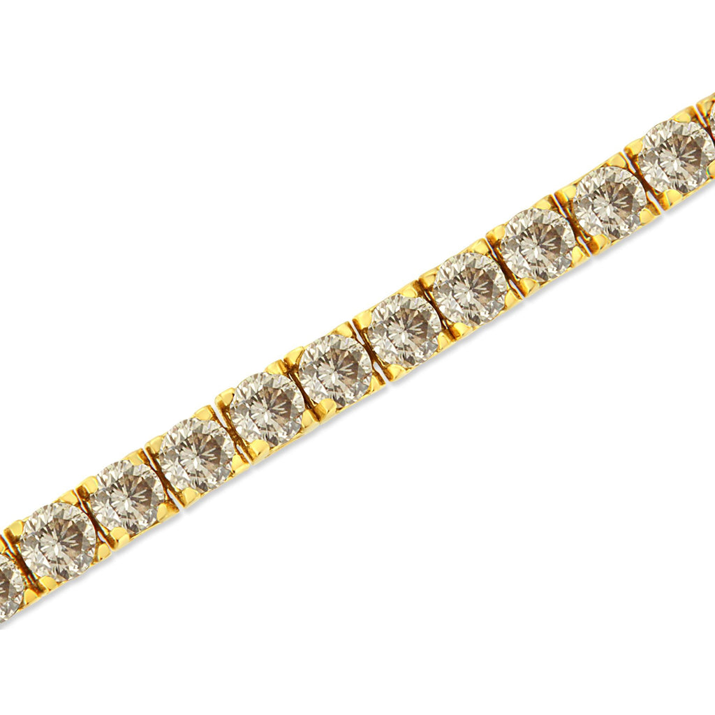Bracciale tennis classico a maglie in argento sterling 925 placcato oro giallo 14 carati con diamanti da 8,0 ct (colore KL, purezza I2-I3) - 7-1/4" - Friggin Jewelry