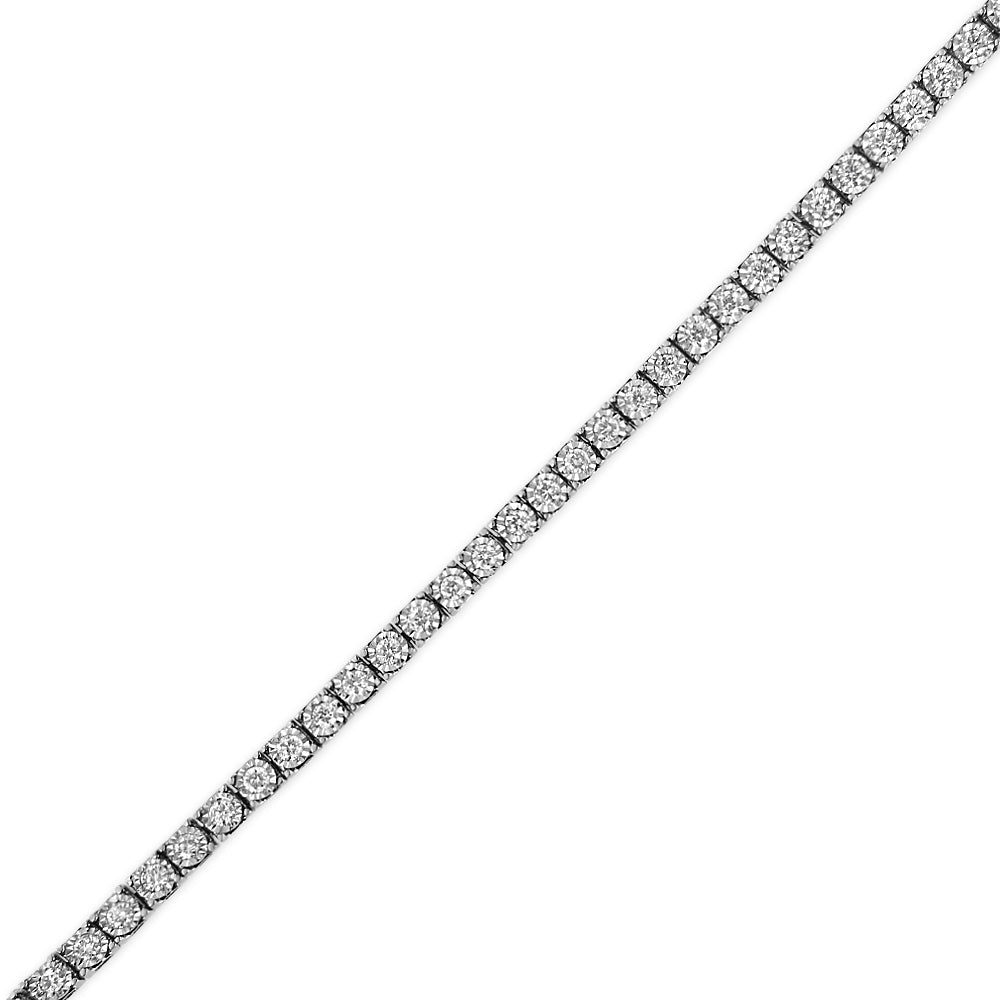 Pulsera de tenis de oro blanco de 14 quilates con diamantes cultivados en laboratorio de talla redonda engastados milagrosos de 1,0 quilates (color FG, claridad VS2-SI1), talla 18 cm - Friggin Jewelry