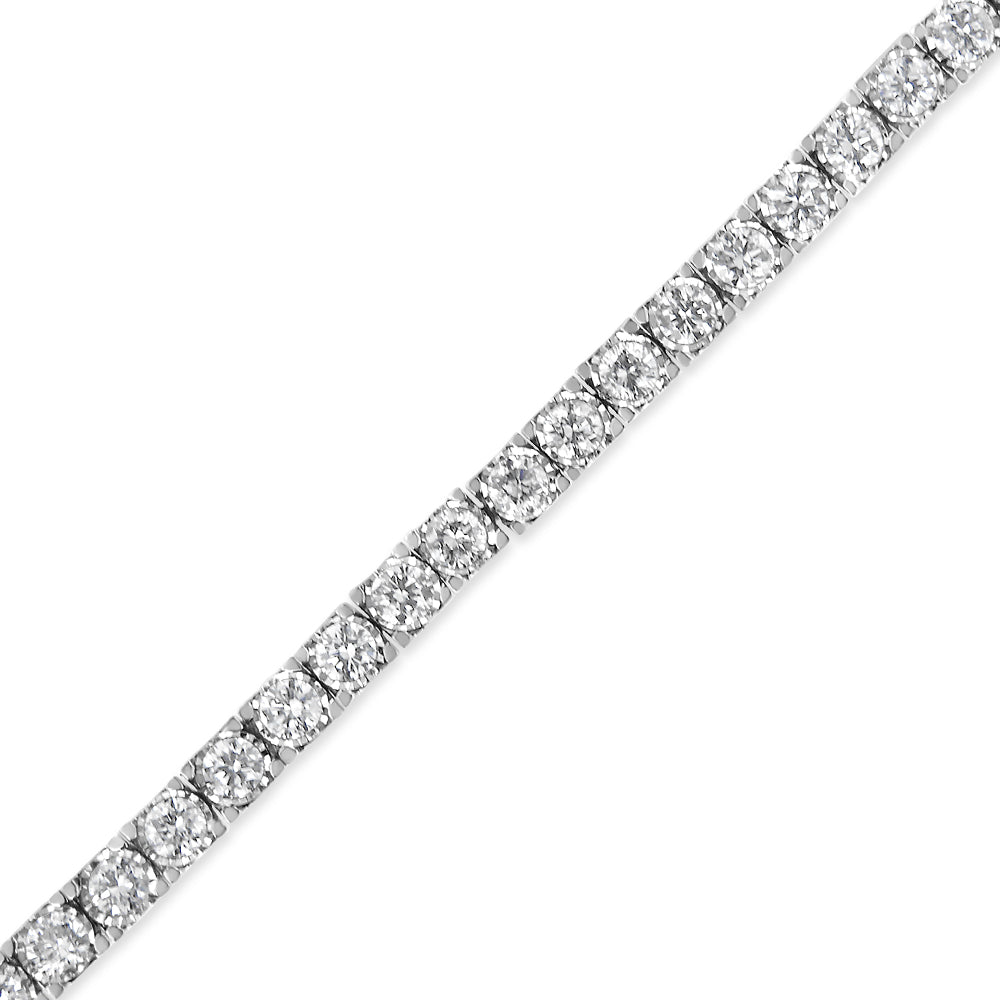 14K White Gold 3.0 Cttw Miracle Set Round-Cut Lab Grown Diamond Illusion 7" Tennis Bracelet (F-G Color, VS2-SI1 Clarity) - Friggin Jewelry