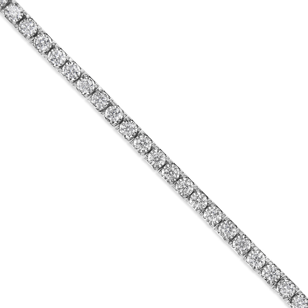 14K White Gold 2.0 Cttw Miracle Set Round-Cut Lab Grown Diamond Illusion 7" Tennis Bracelet (F-G Color, VS2-SI1 Clarity) - Friggin Jewelry