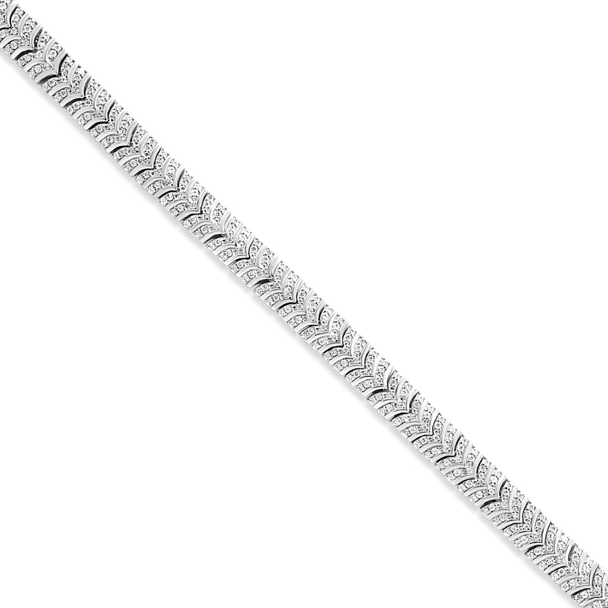 Bracciale a maglie a zig zag in argento sterling 925 con diamanti da 3,00 ct (purezza I2-I3, colore IJ) - Misura 7,25" - Friggin Jewelry