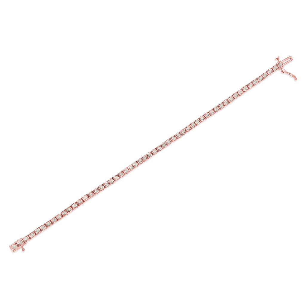 Bracciale tennis in argento sterling 925 con diamanti taglio brillante da 1,0 ct e montatura a sfaccettato (colore IJ, purezza I3) - Friggin Jewelry