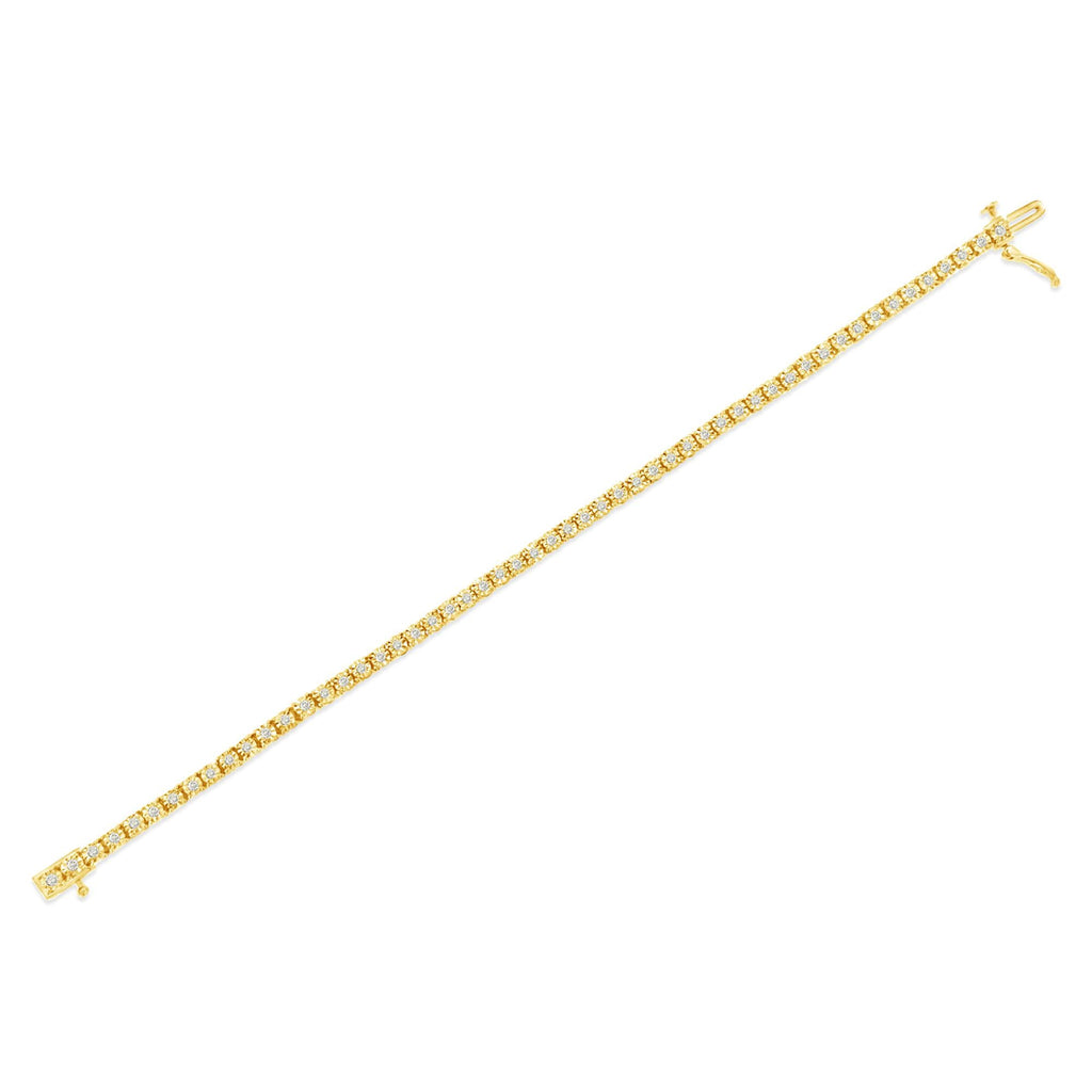Bracciale tennis in argento sterling 925 con diamanti taglio brillante da 1,0 ct e montatura a sfaccettato (colore IJ, purezza I3) - Friggin Jewelry