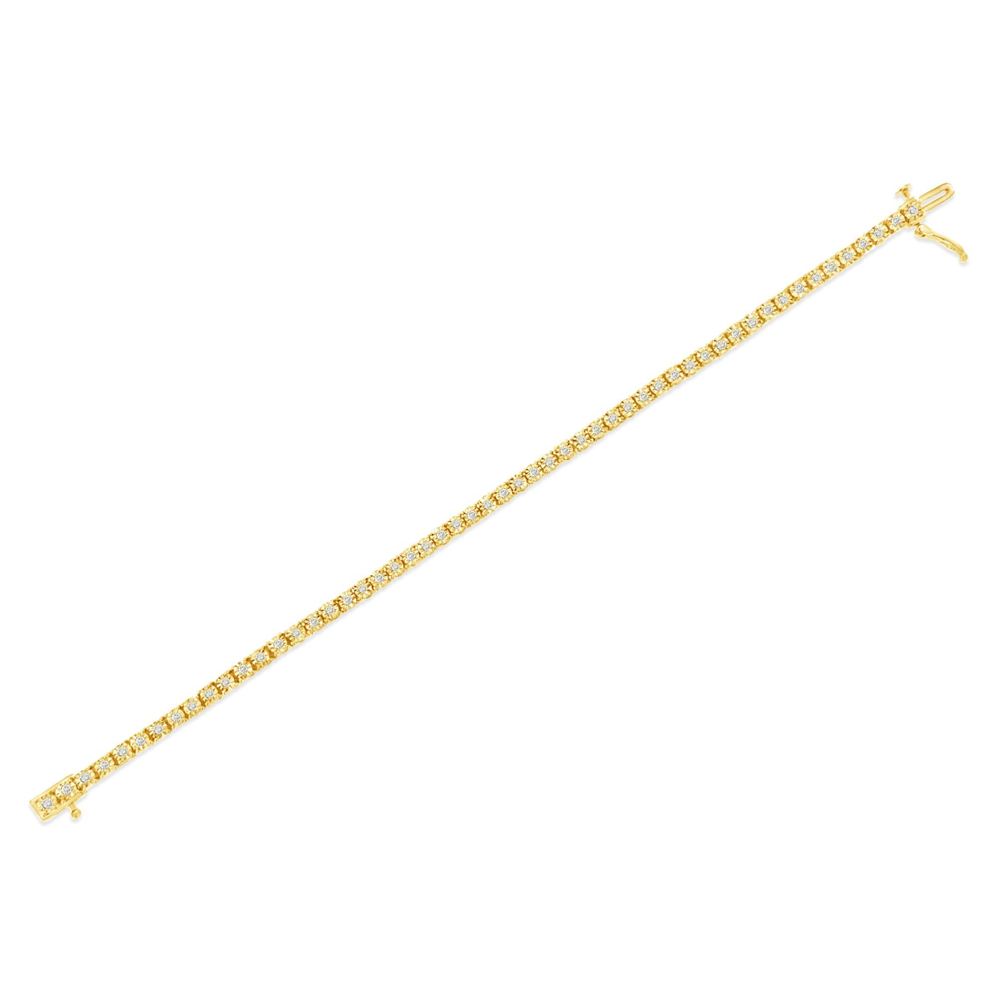 Bracciale tennis in argento sterling 925 con diamanti taglio brillante da 1,0 ct e montatura a sfaccettato (colore IJ, purezza I3) - Friggin Jewelry