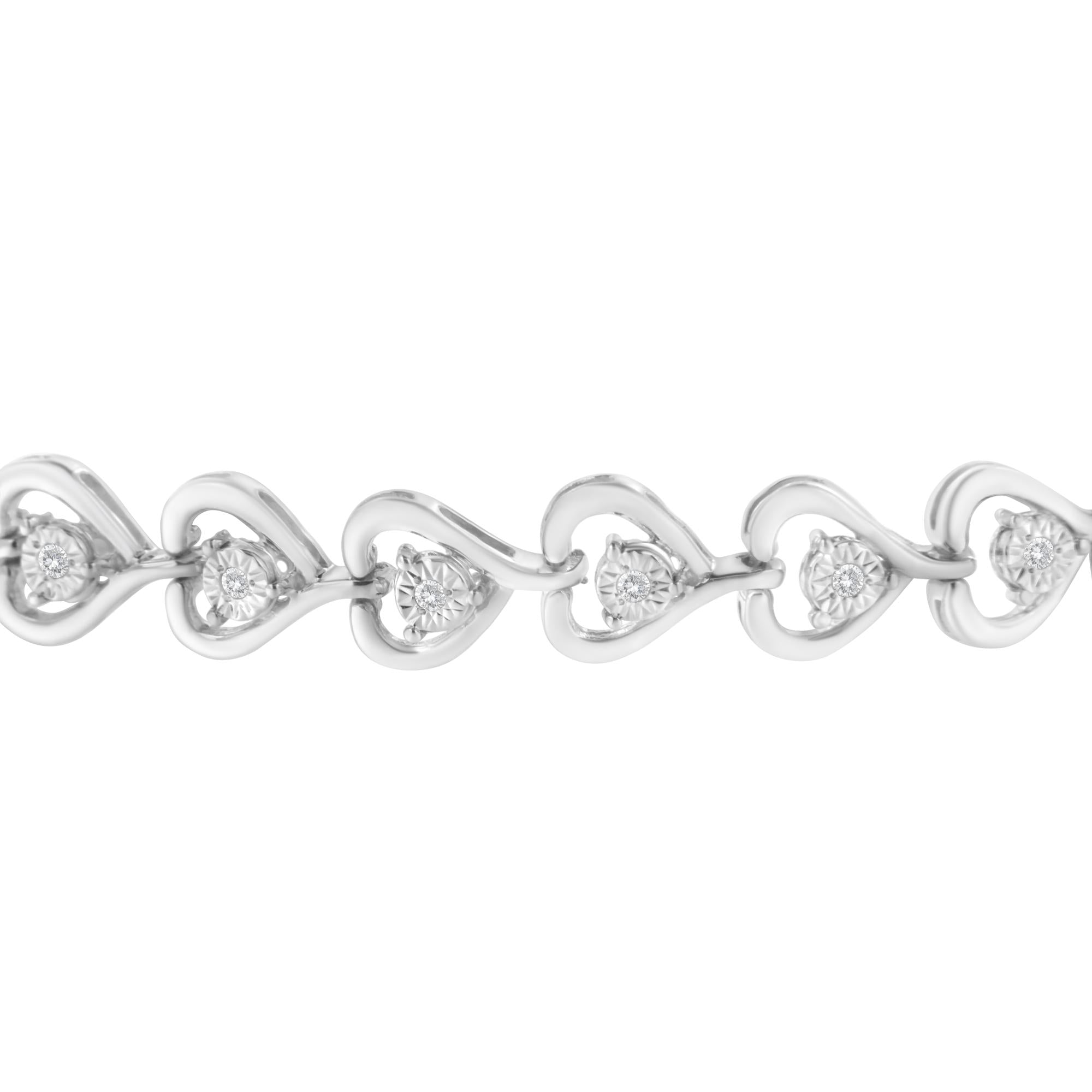 Sterling Silver Diamond Woven Heart Bolo Bracelet (0.1 cttw, H-I Color, I2-I3 Clarity) - Friggin Jewelry