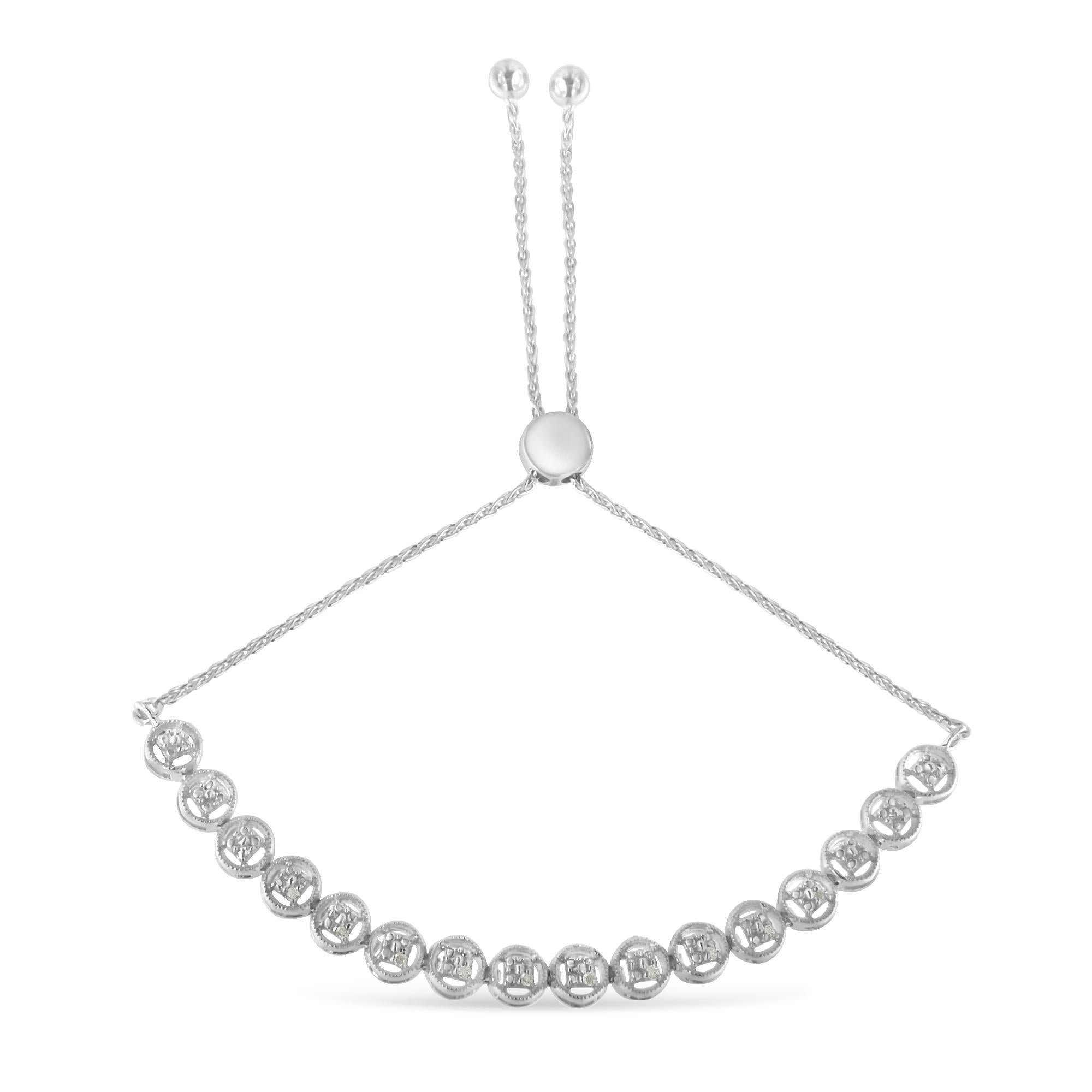 Bracciale Bolo in argento sterling con diamanti (0,1 cttw, colore IJ, purezza I3) - Friggin Jewelry