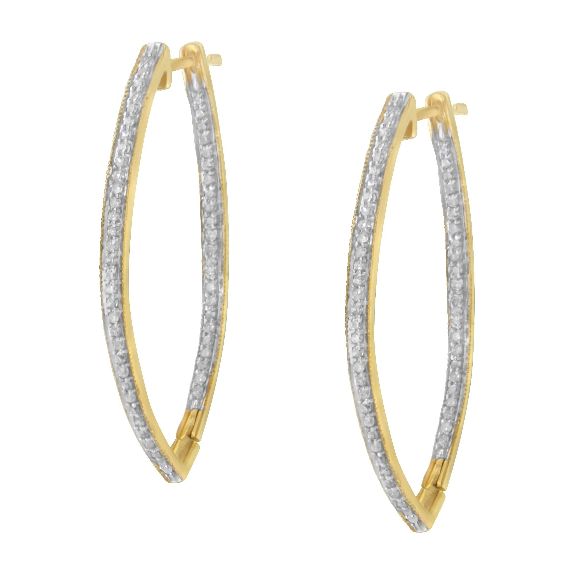 Orecchini in oro giallo 10k con diamanti taglio rotondo (1 carato, colore IJ, purezza I2-I3) - Friggin Jewelry