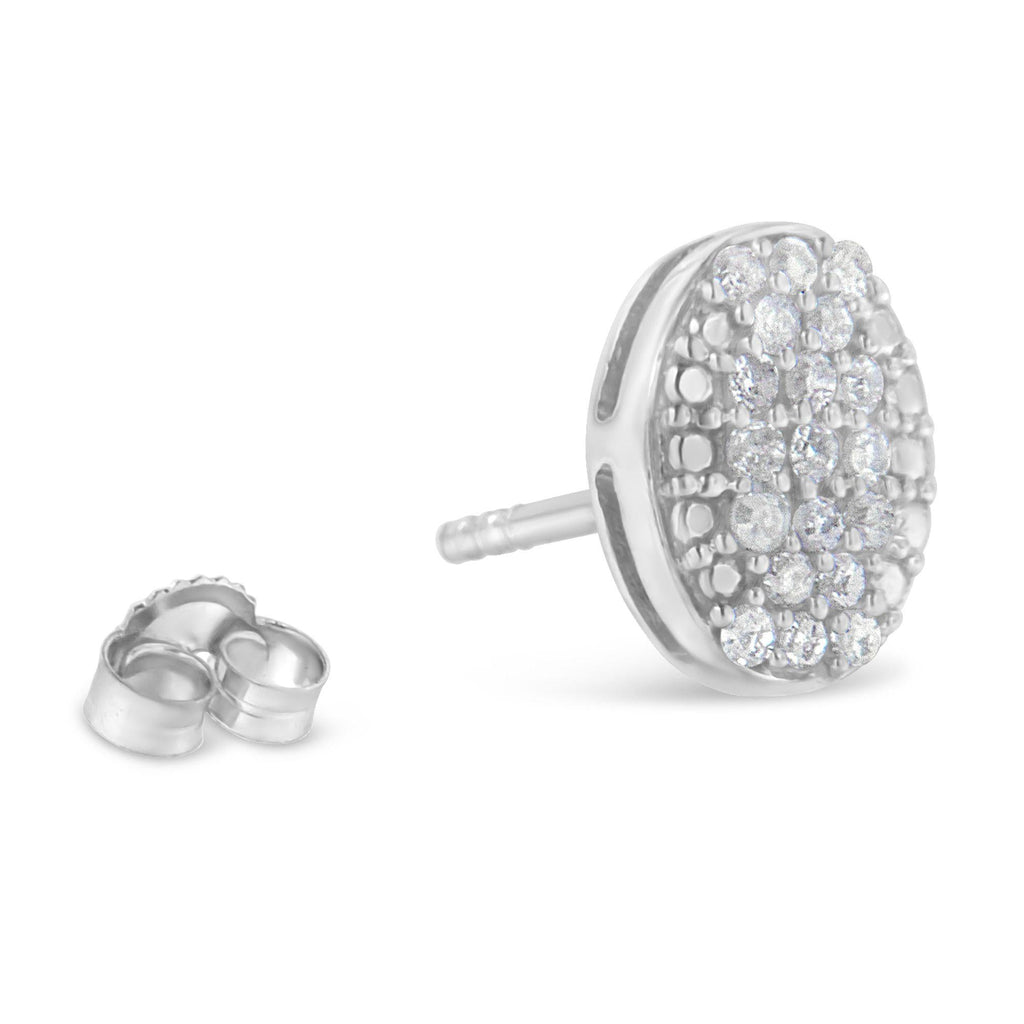 Pendientes de plata de ley con diamantes redondos y ovalados (1/2 ct, color IJ, claridad I2-I3) - Friggin Jewelry