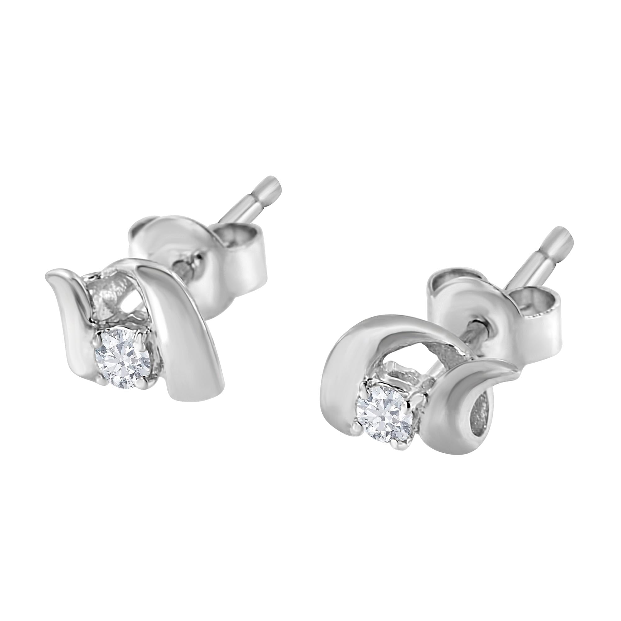 .925 Sterling Silver Round Cut Diamond Fashion Earrings (0.10 cttw, I-J Color, I2-I3 Clarity) - Friggin Jewelry
