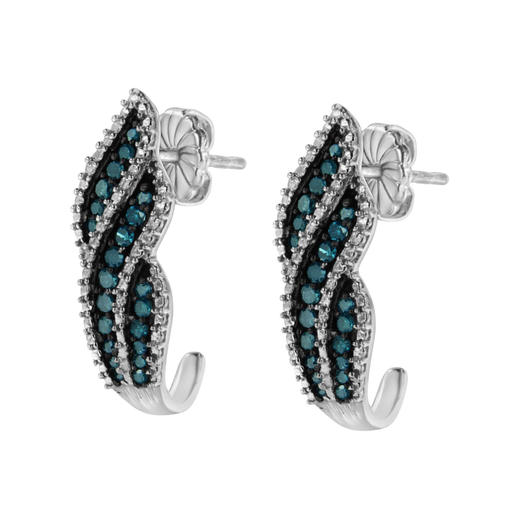 Pendientes colgantes de plata de ley de 0,5 ct con diamantes azules tratados con TDW (azul, I1-I2) - Friggin Jewelry