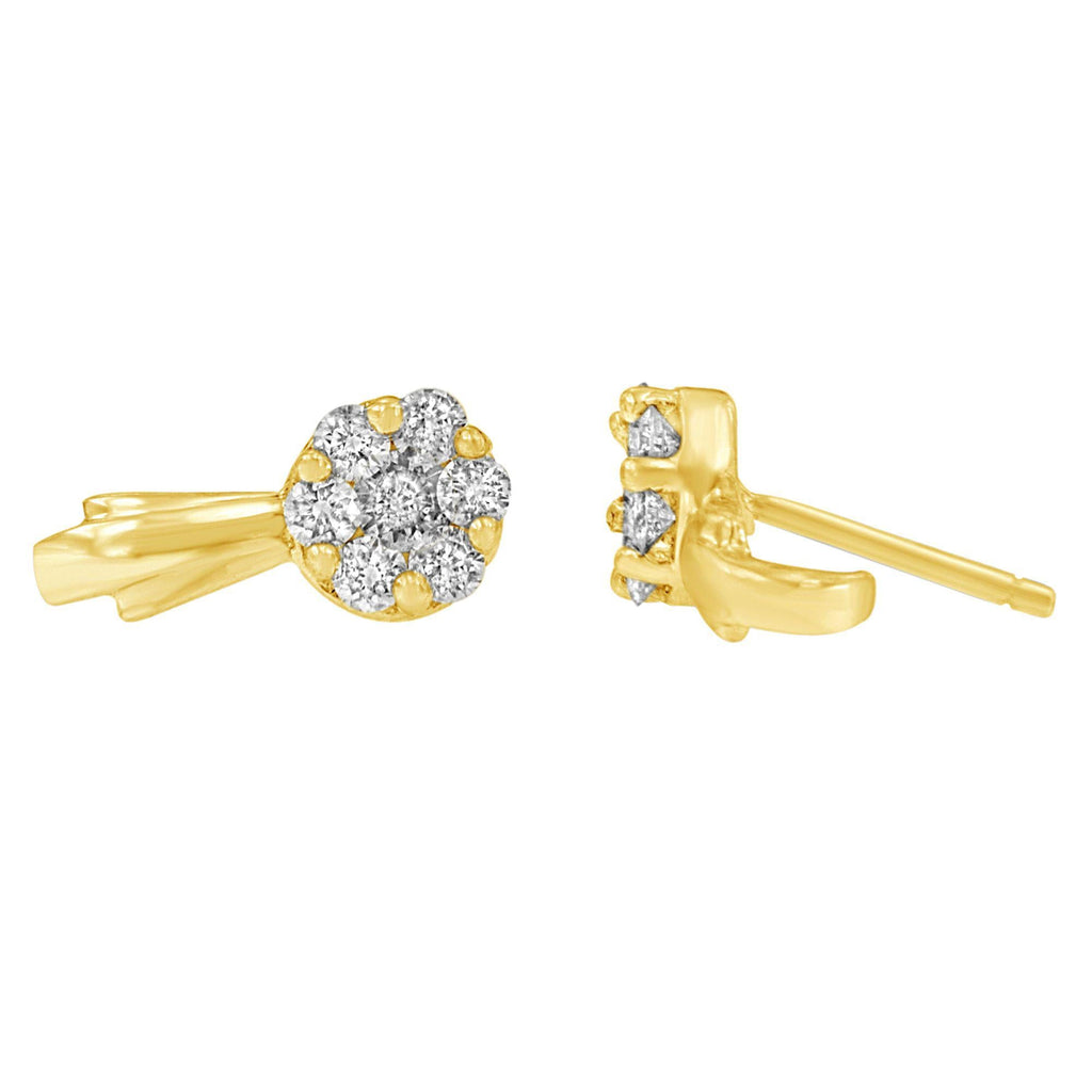 14K Gold 3/4 Cttw Diamond Floral Cluster Drop and Dangle Stud Earrings (H-I Color, I1-I2 Clarity) - Friggin Jewelry
