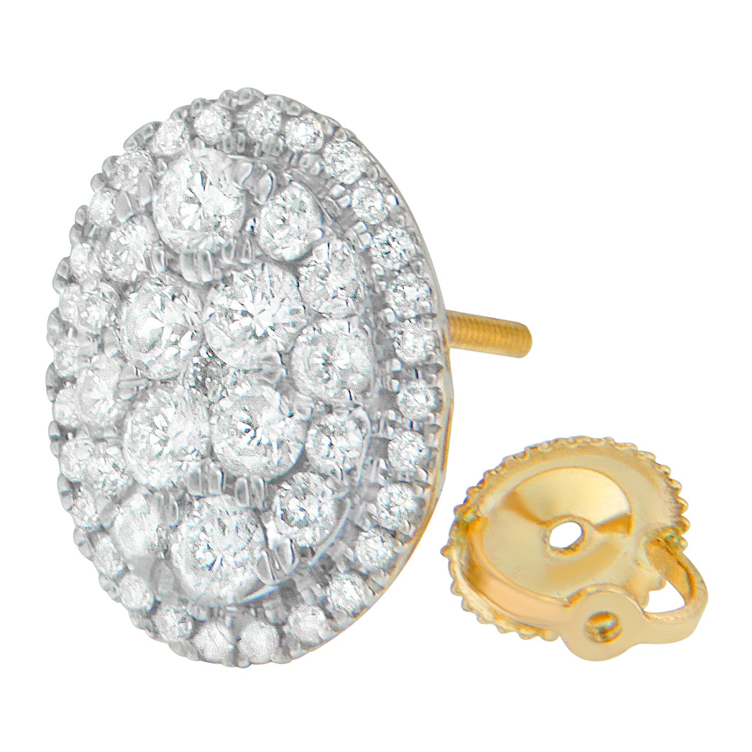 14K Yellow Gold 1 3/4 cttw Round Cut Diamond Earrings (H-I, I1-I2) - Friggin Jewelry