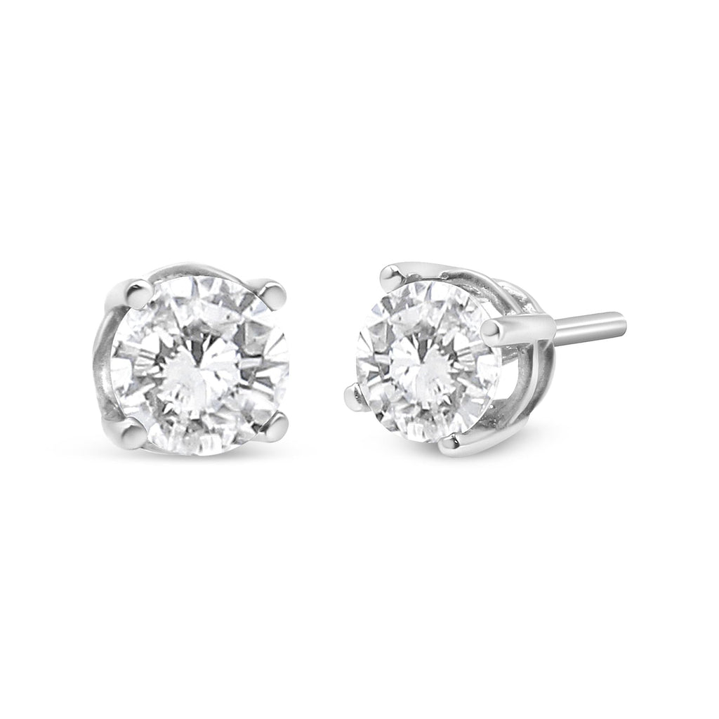 14K White Gold 3/4 Cttw Lab Grown Diamond 4-Prong Classic Stud Earrings (F-G Color, VS2-SI1 Clarity) - Friggin Jewelry