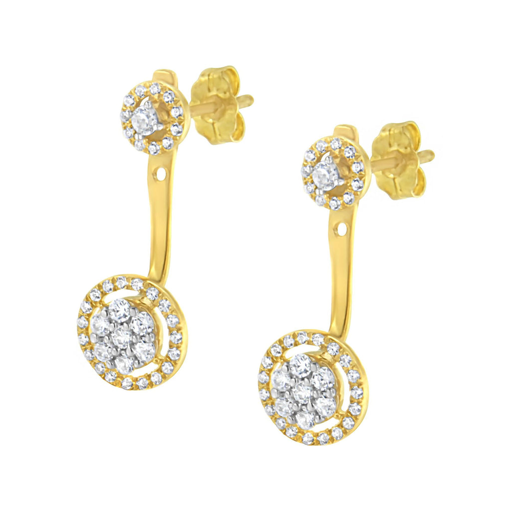 14K Yellow Gold Plated .925 Sterling Silver 5/8 Cttw Diamond Removable Stud and Dangle Earrings (I-J Color, I2-I3) - Friggin Jewelry