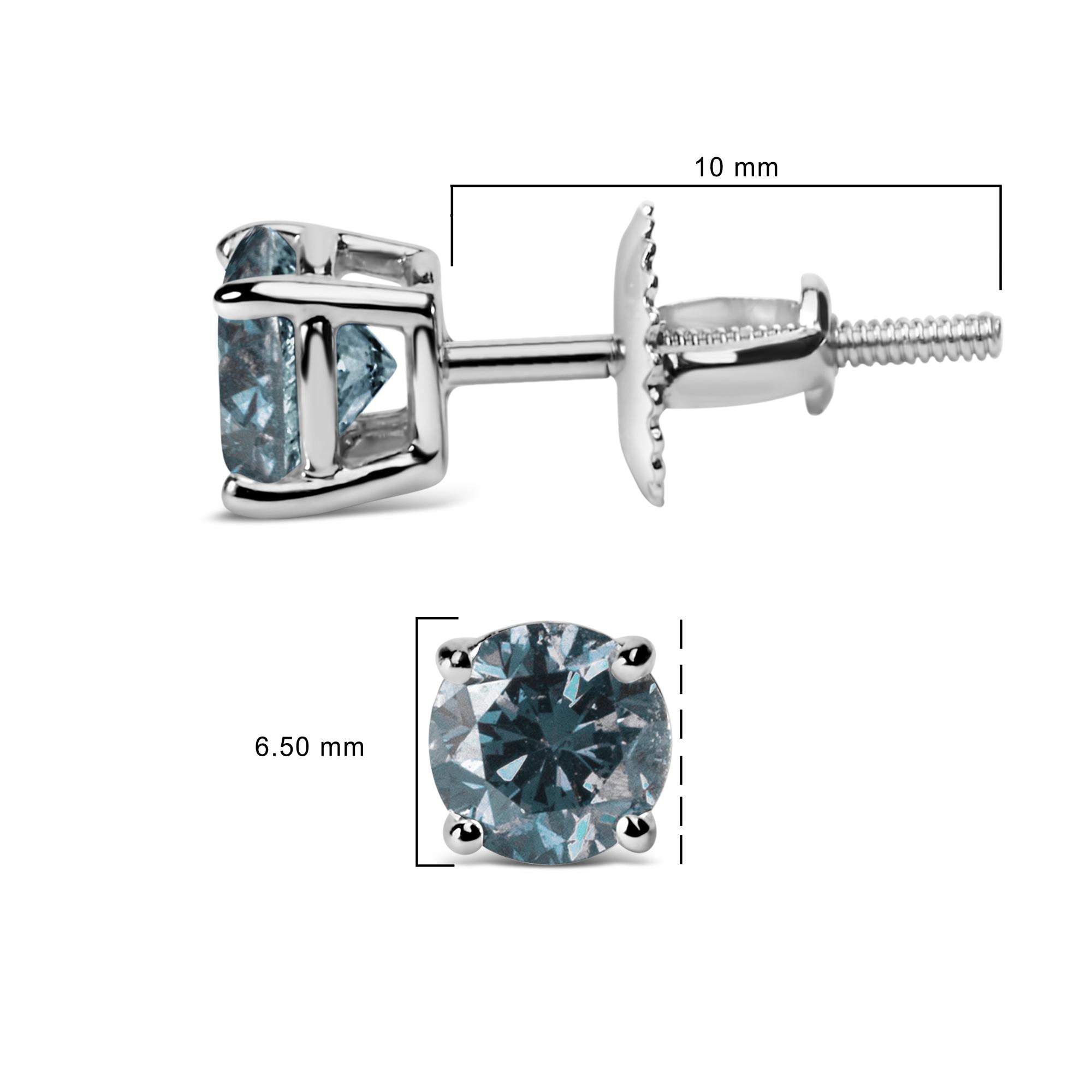 Aretes de oro de 14 quilates con diamantes azules cultivados en laboratorio y cierre de rosca - Friggin Jewelry
