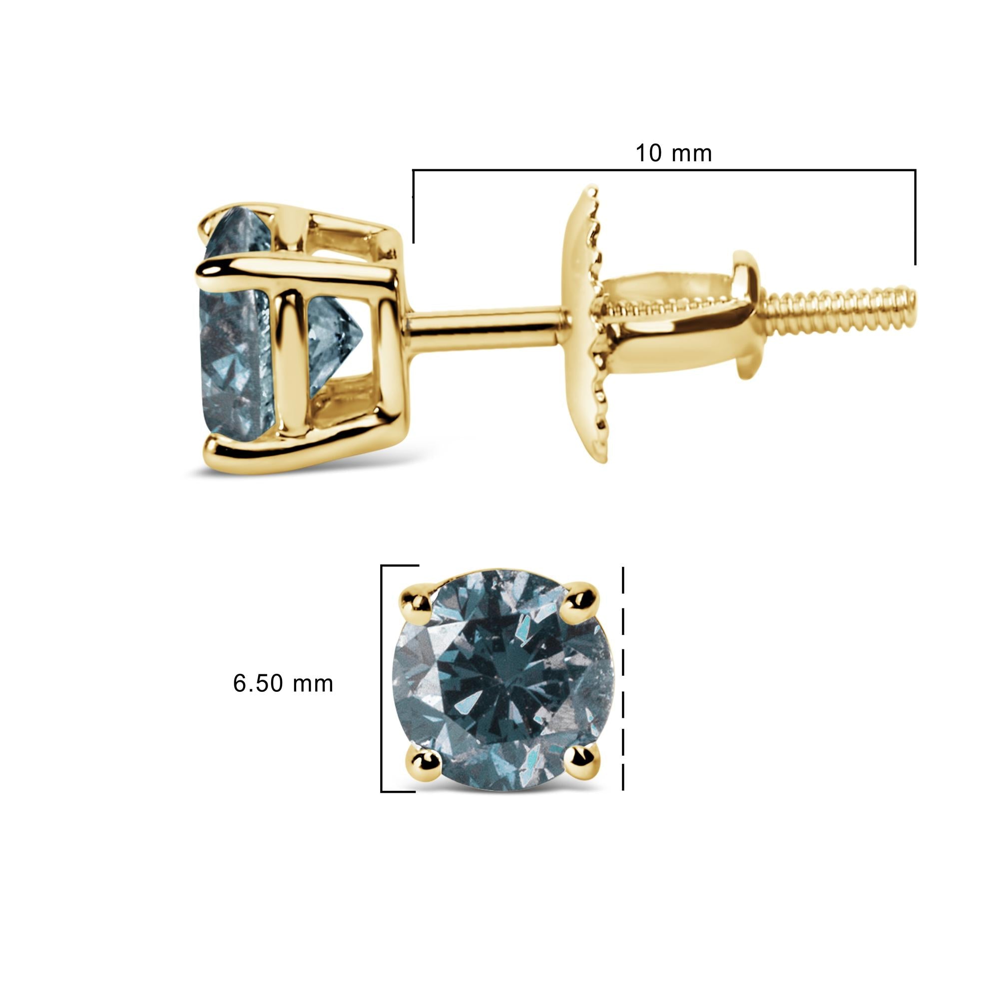 Aretes de oro de 14 quilates con diamantes azules cultivados en laboratorio y cierre de rosca - Friggin Jewelry