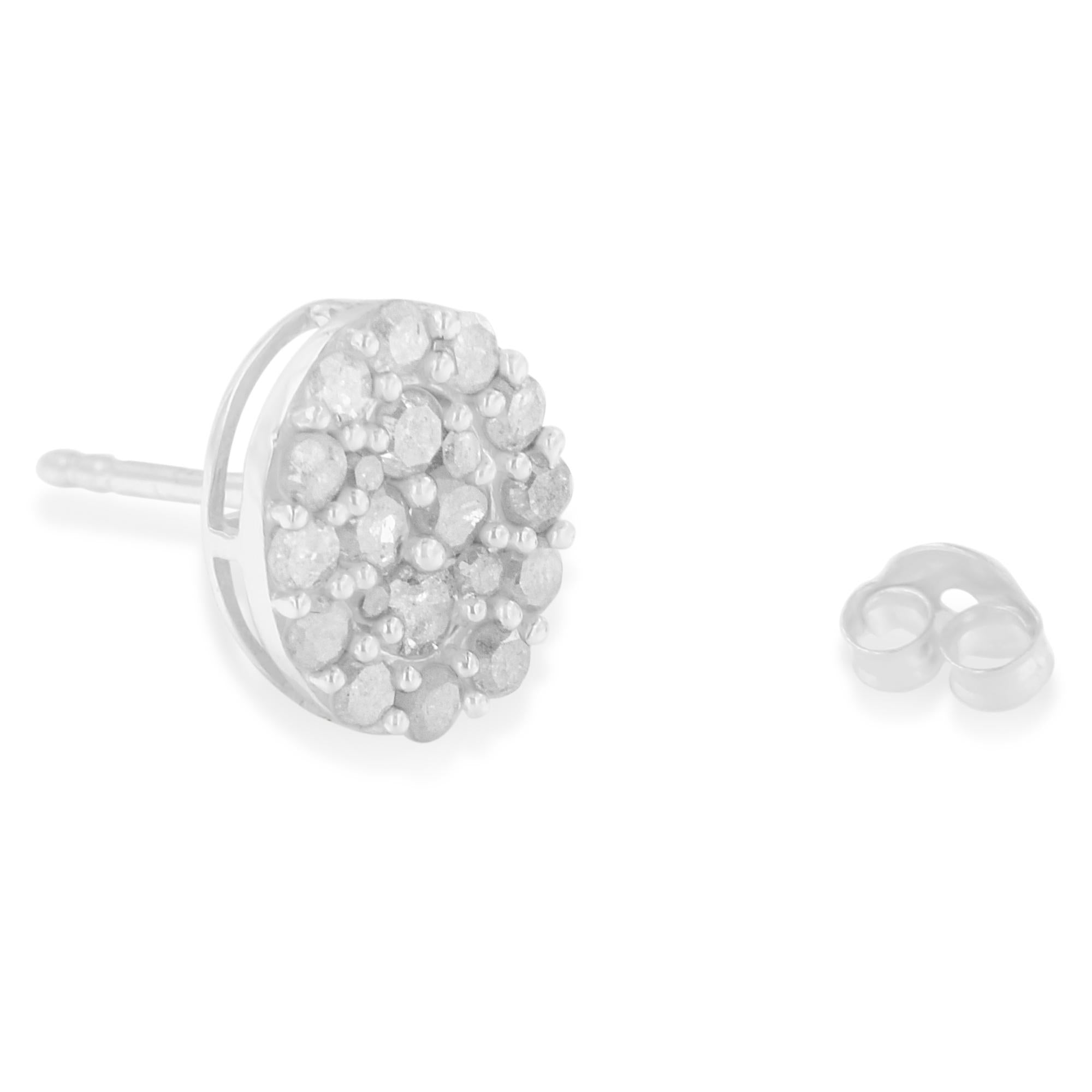 .925 Sterling Silver 1 1/2 Cttw Round-Cut Diamond Oval Shaped Stud Earrings (I-J Color, I3 Clarity) - Friggin Jewelry