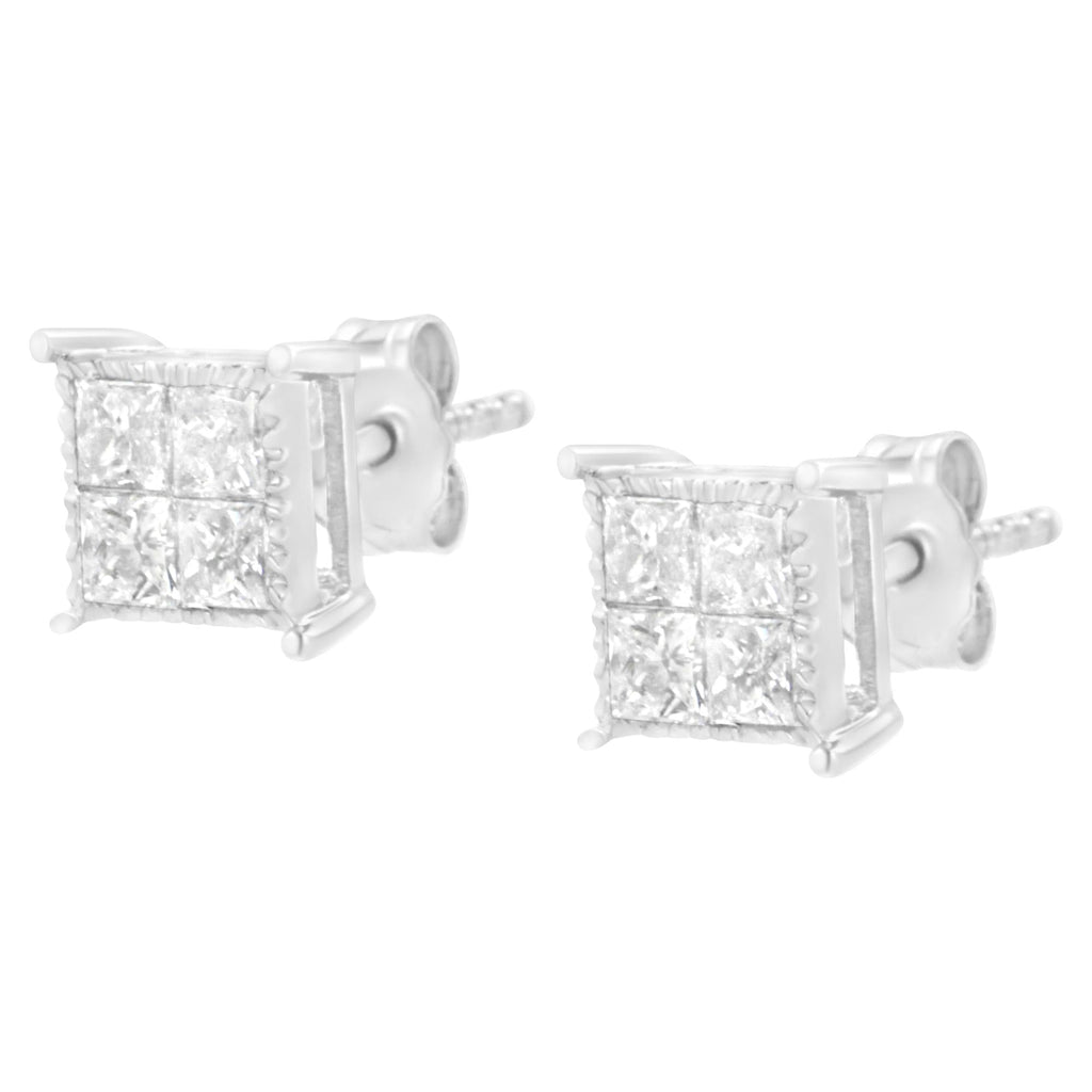 Sterling Silver 3/4 cttw Composite Diamond Stud Earrings (I-J, I2-I3) - Friggin Jewelry