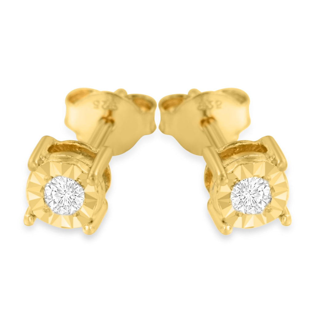 Pendientes de botón de plata de ley 925 con diamantes redondos casi incoloros de 1/5 quilates engastados milagros - Friggin Jewelry