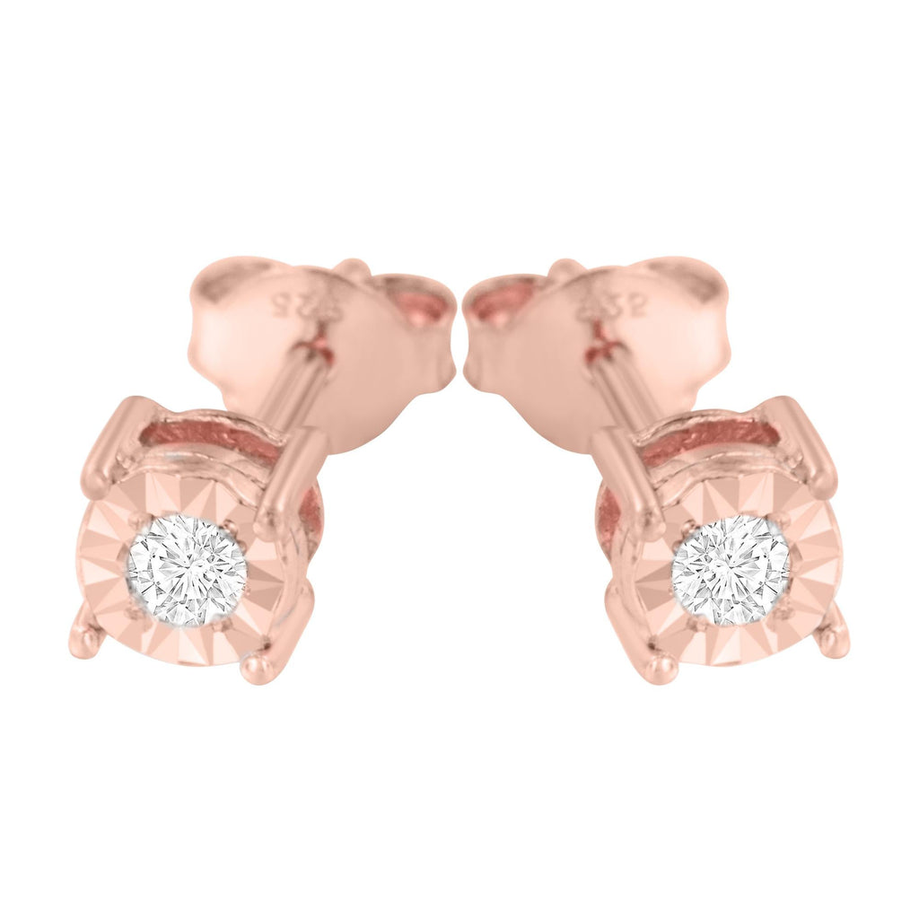 Orecchini a bottone in argento sterling 925 con diamanti taglio brillante rotondo da 1/10 ct - Friggin Jewelry