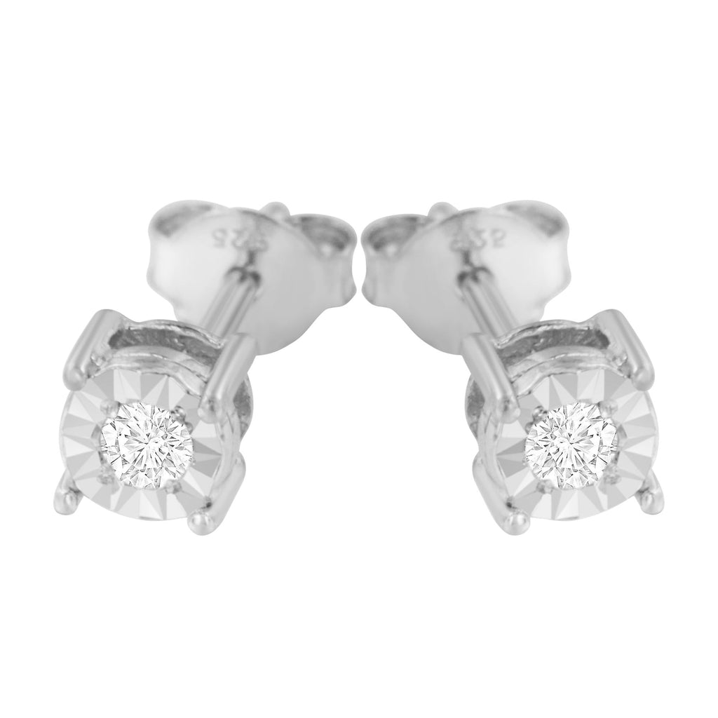 Orecchini a bottone in argento sterling 925 con diamanti taglio brillante rotondo da 1/10 ct - Friggin Jewelry