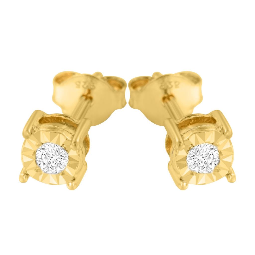Orecchini a bottone in argento sterling 925 con diamanti taglio brillante rotondo da 1/10 ct - Friggin Jewelry
