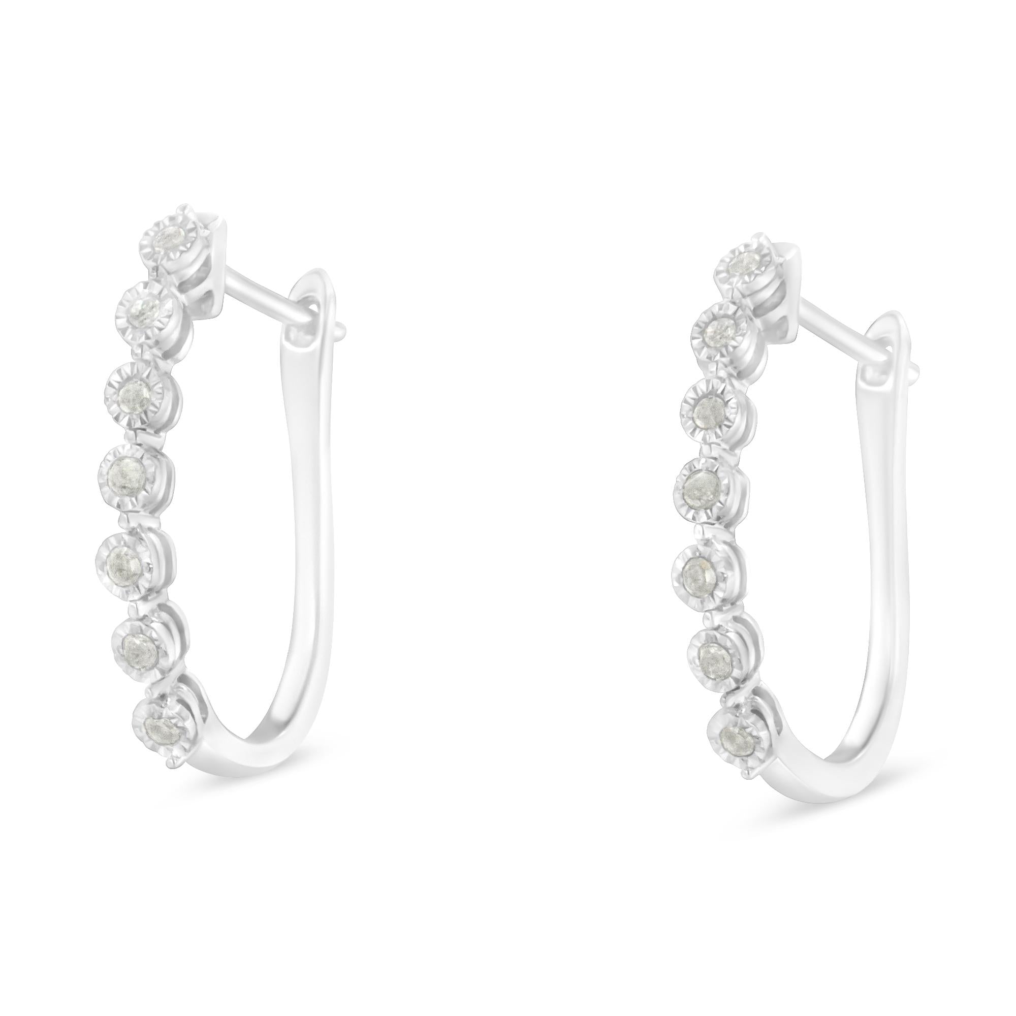 Orecchini a cerchio in argento sterling 925 con 7 diamanti incastonati da 1/2 ct (colore IJ, purezza I3) - Friggin Jewelry
