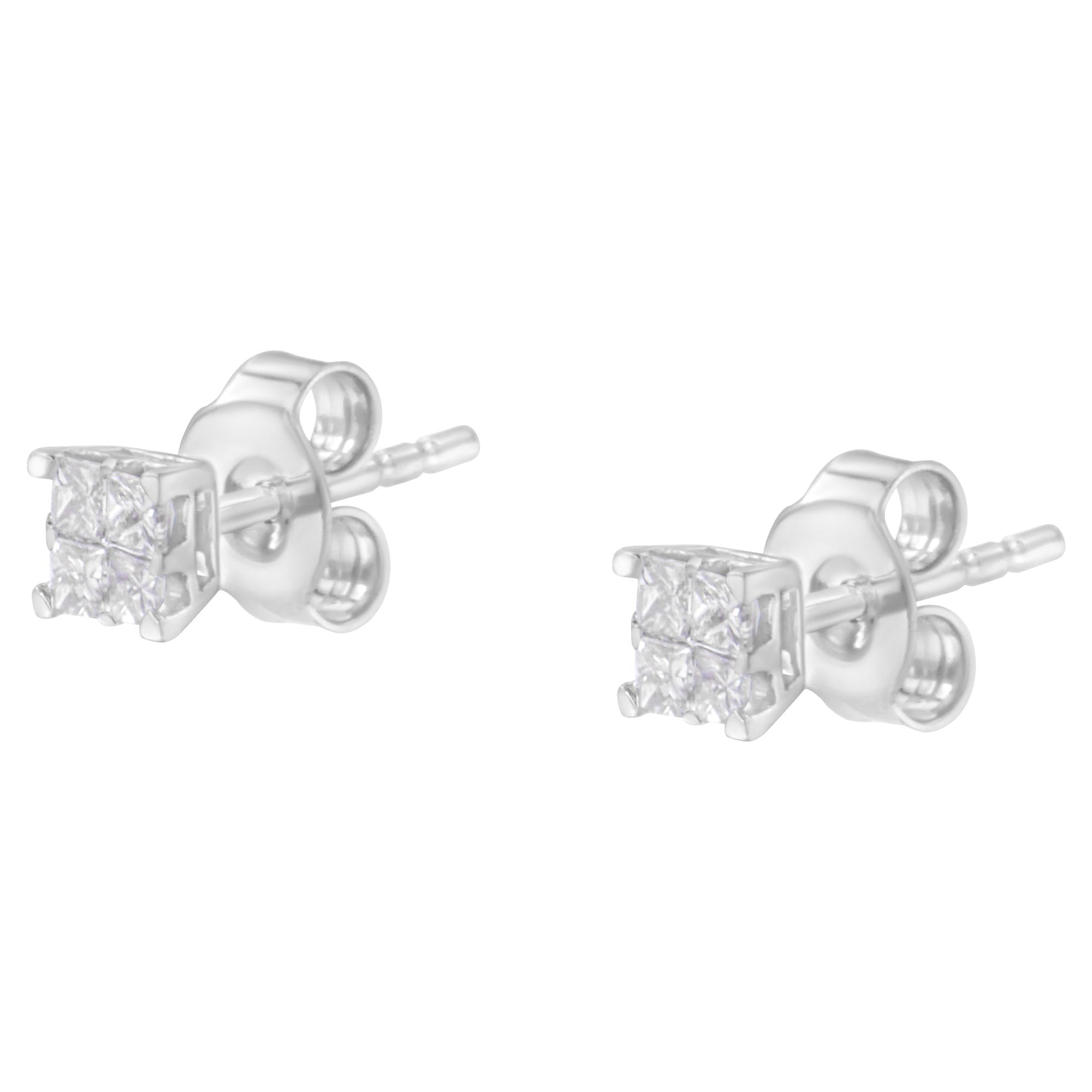 10KT White Gold Diamond Composite Stud Earring (1/4 cttw, H-I Color, I1-I2 Clarity) - Friggin Jewelry