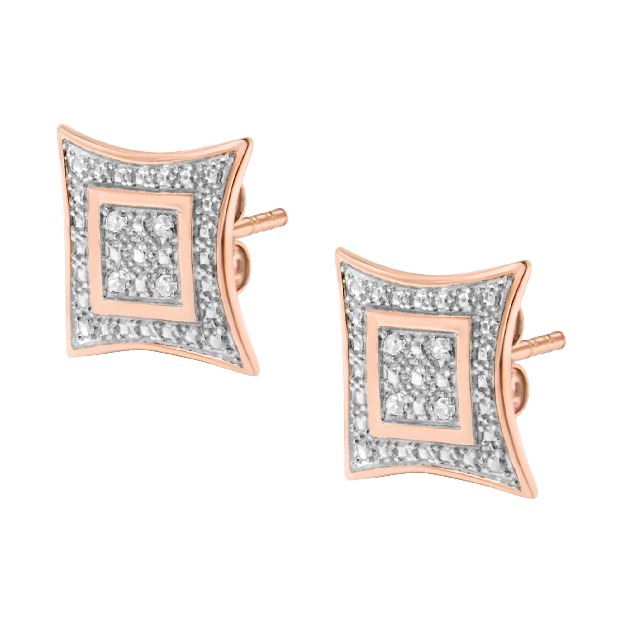 Pendientes de botón de plata de ley 925 con halo de estrella de cuatro puntas y detalles de diamantes (color HI, claridad I2-I3) - Friggin Jewelry